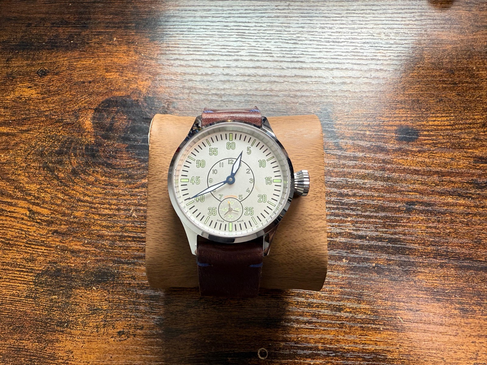Pilot Challenger Arctic Watch Rare Swiss made ETA 6498 movement handmade Strap