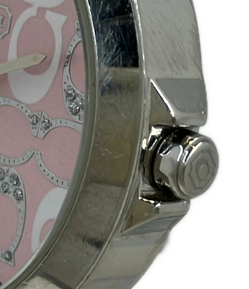[A2R] 1 until 14th 23 59 Used Coach Quartz Watch Pink [w3t]