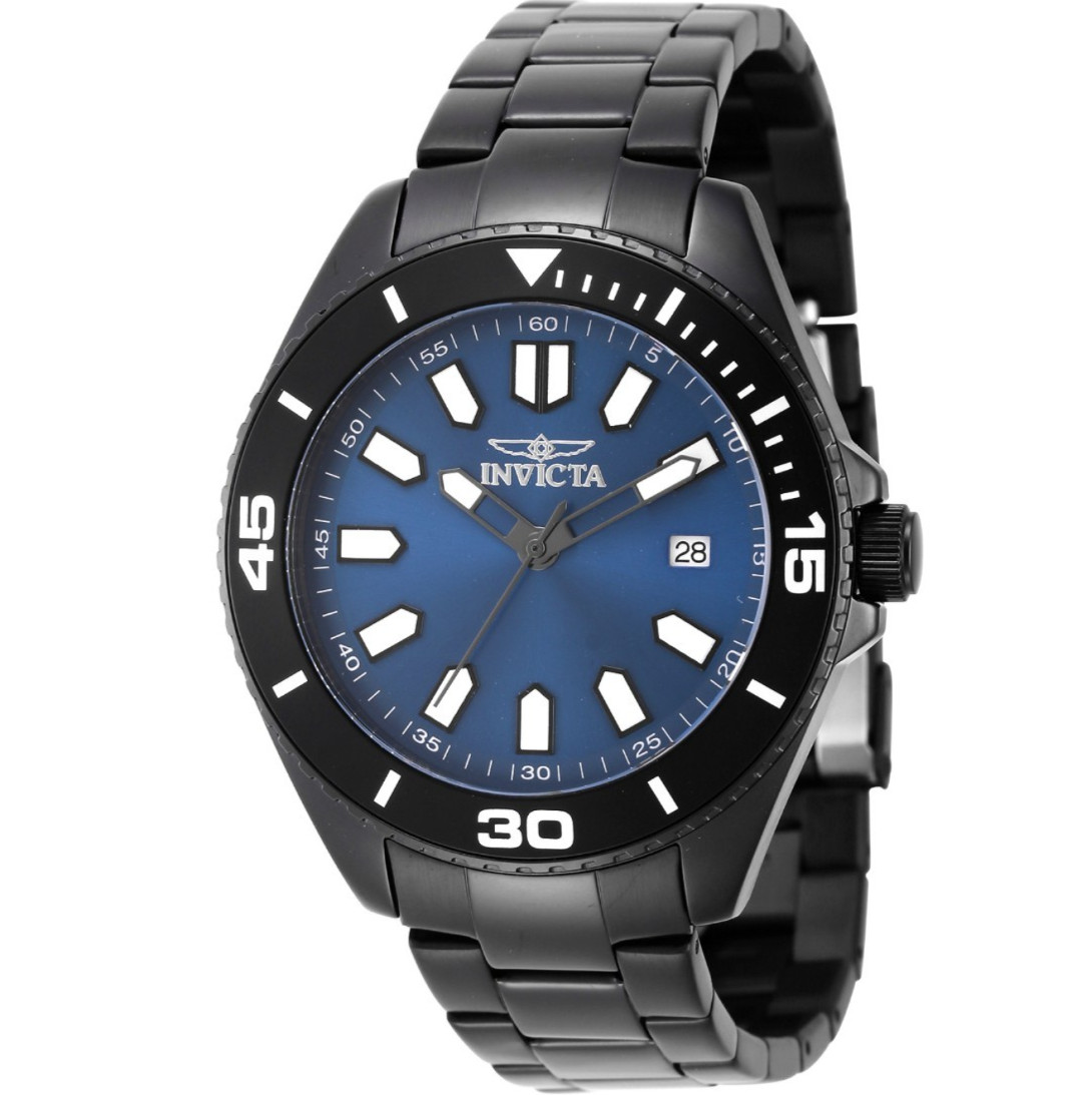 Invicta 46320 Pro Diver Men’s 43mm Blue Sunray Date Dial Black Stainless Watch