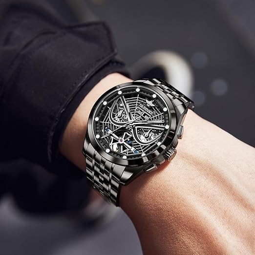 Automatic Mechanical Watch Waterproof Skeleton Luxury Dial Men Men’s Strap