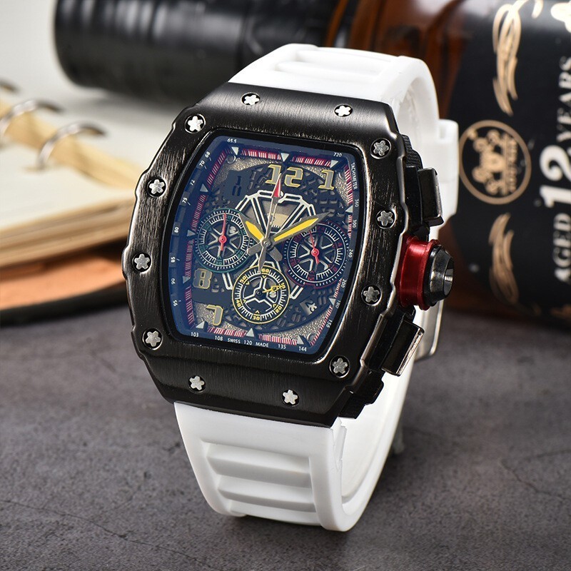 Richard Technolo Quartz Men’s Barrel-Shaped Fashion Hollow Calendar Watch