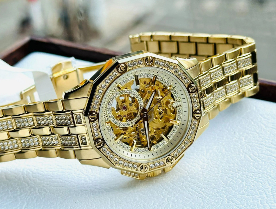 Bulova Octava Automatic Gold Dial Automatic Gold Tone Men’s Watch 98A292