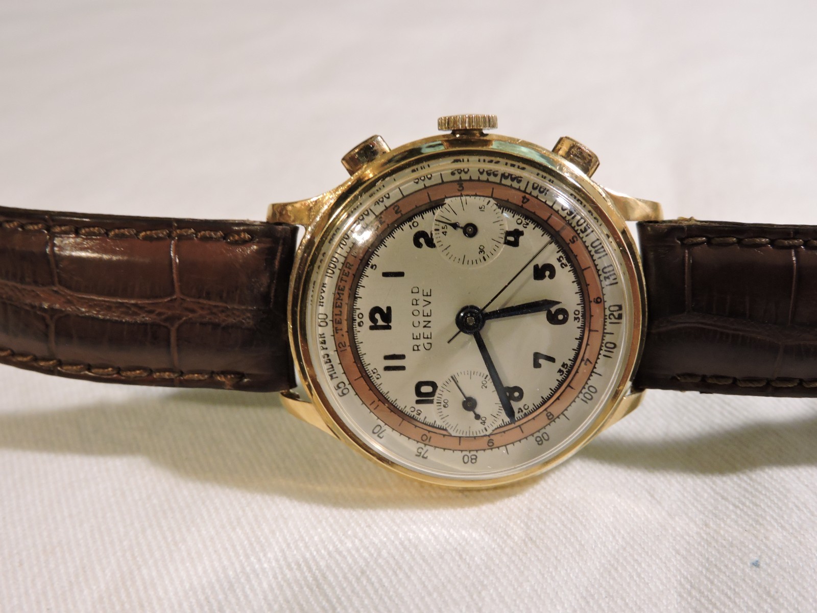Vtg 18K Gold Record Geneve Longines Venus 175 TIMEGRAPHER Tachy Telemeter 1940’s