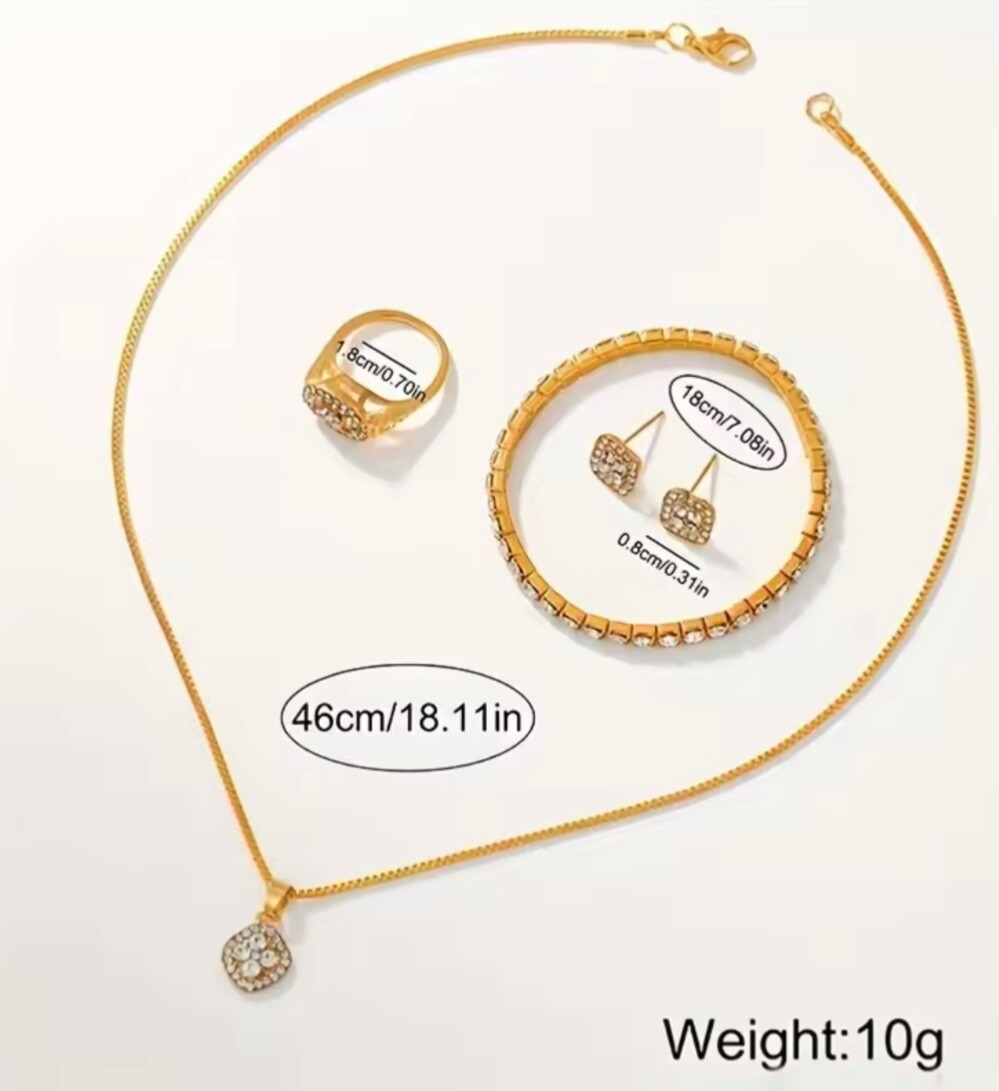 5-Piece Quartz Watch & Bracelet Set Crystal Accents Silver-Tone Gift for Women