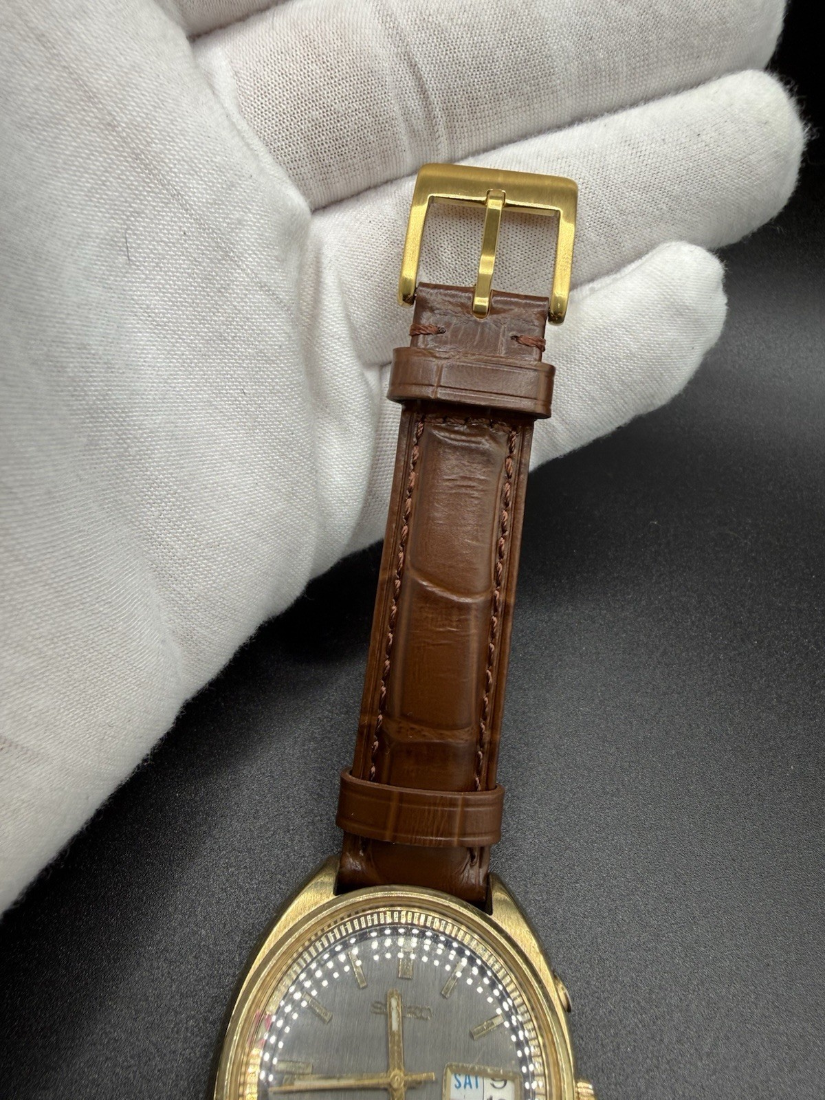 Vintage Seiko Bell-Matic 4006-7001 Automatic Alarm Watch 17J Black Dial Runs