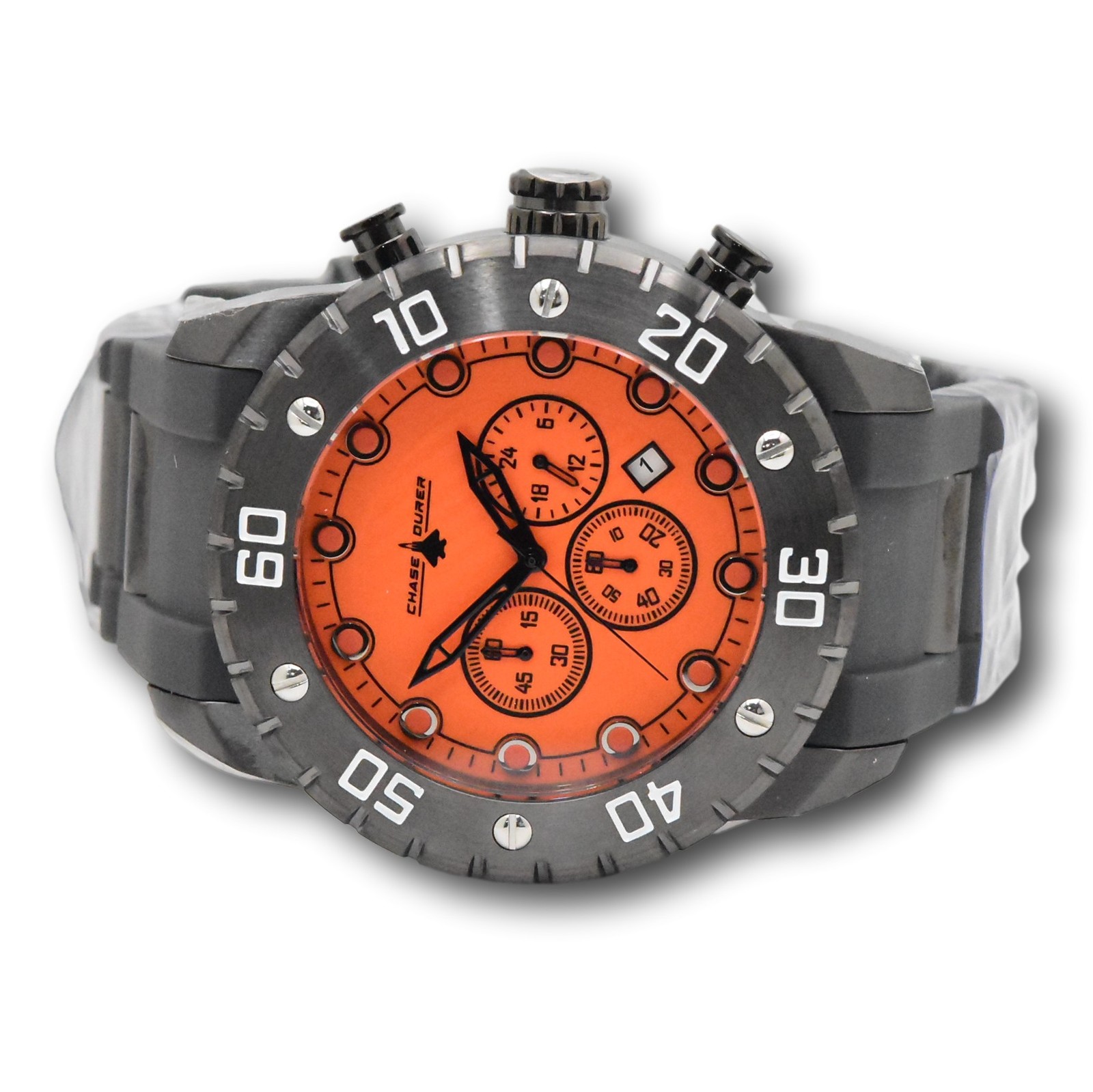 Chase Durer Men’s Orange Full Lume Dial 50mm Gray Chronograph Watch CDW-0119