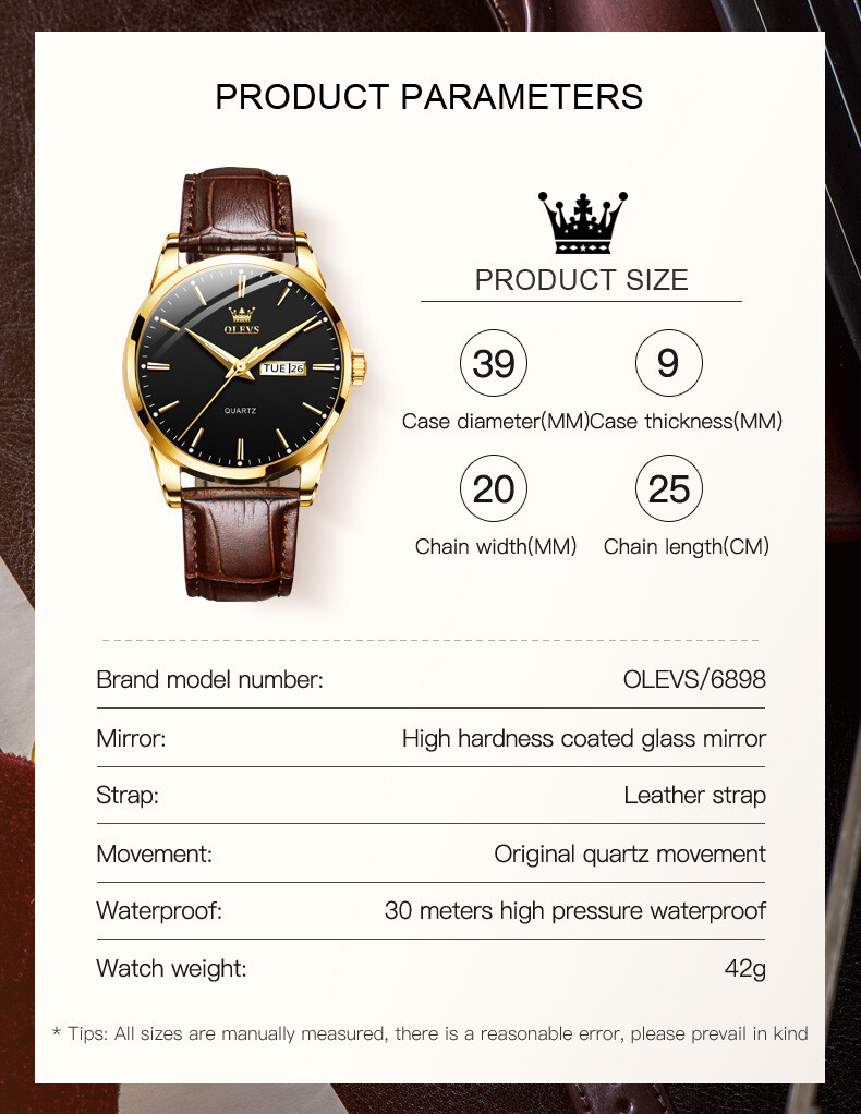 OLEVS New Luxury Men’s Watches Quartz Watch Waterproof Luminous Wristwatches