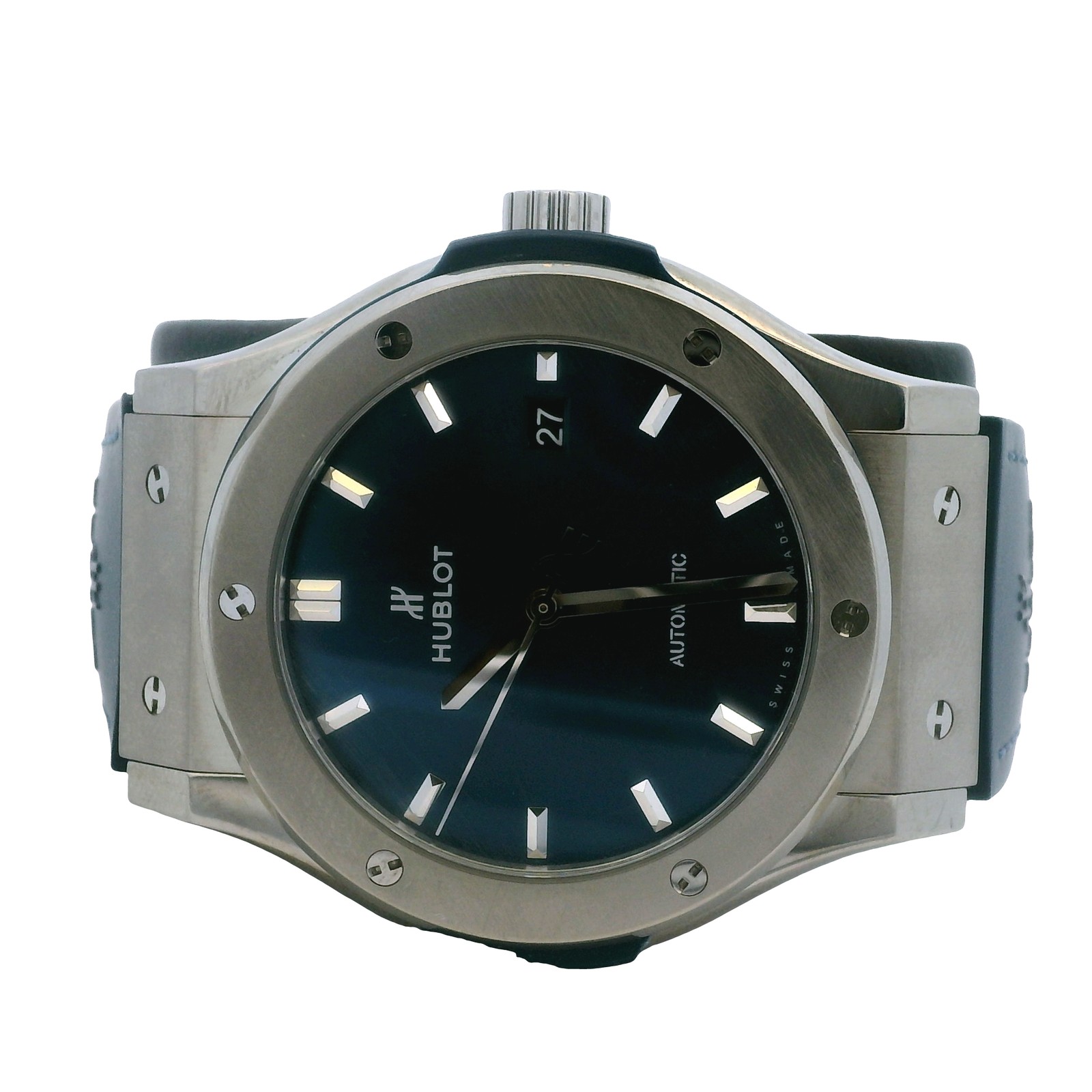Hublot Classic Fusion Titanium 42mm Blue Dial Date Watch 542.NX.7170.RX