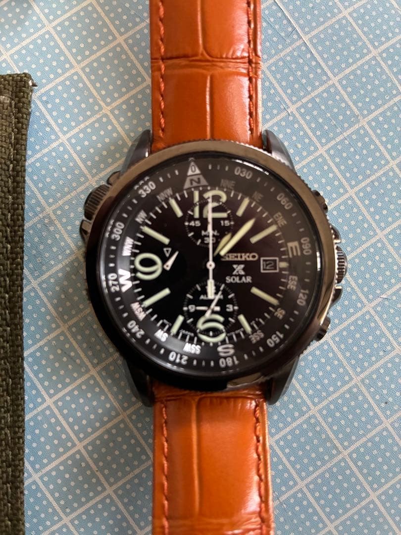 Seiko Prospex Solar Chronograph V172-0AL0 Black Dial Compass Bezel Watch
