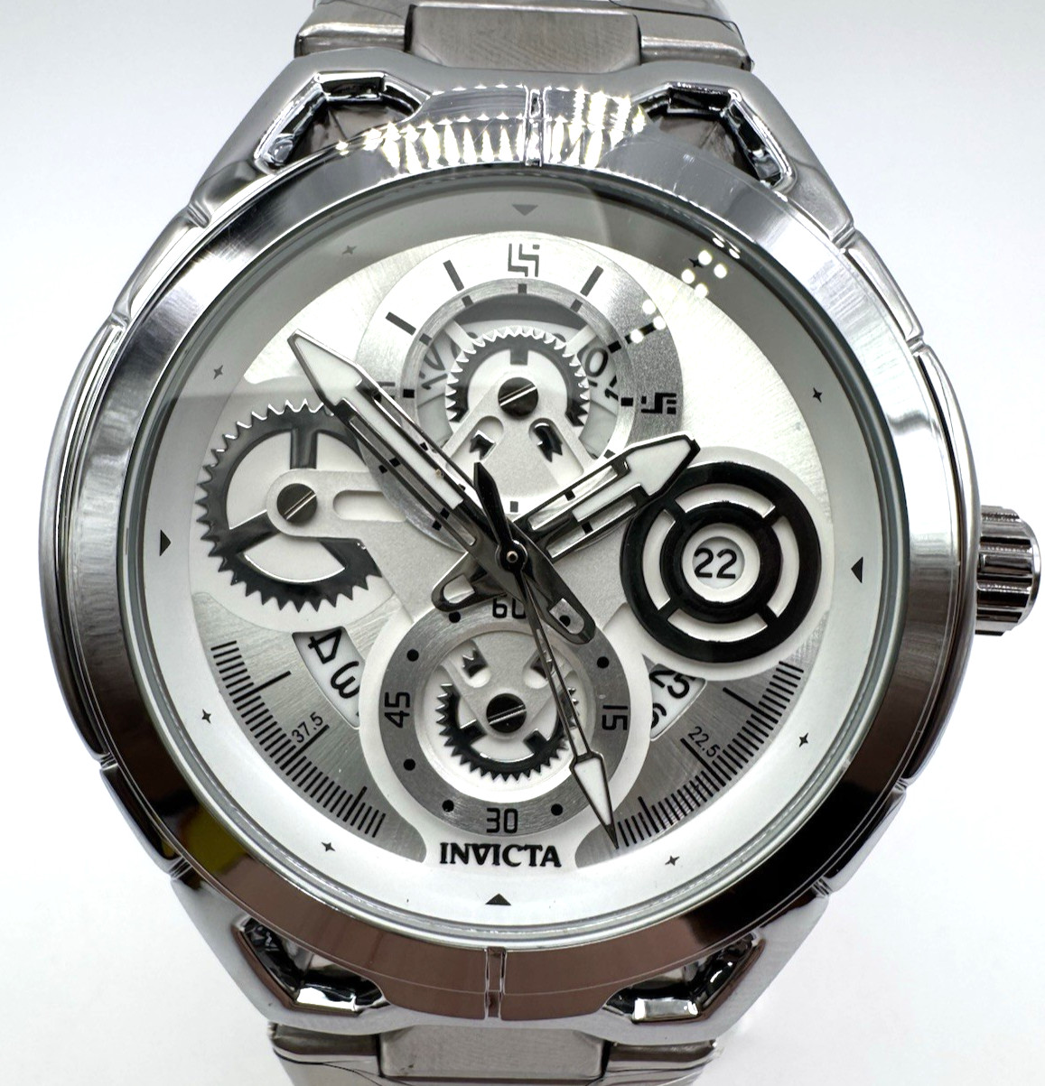 Invicta S1 Rally (79011) 44mm Men’s Quartz Watch – Silver Stainless Steel – NEW