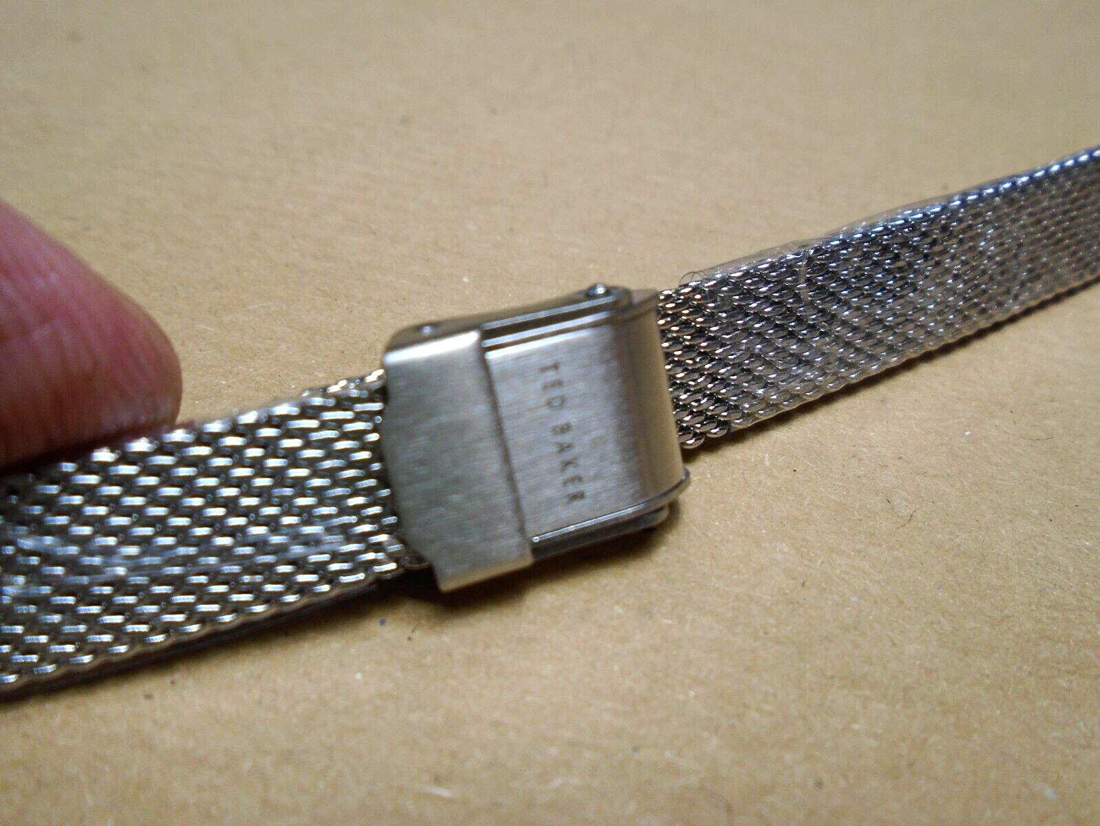 GENUINE TED BAKER SILVER STAINLESS STEEL MESH WATCH STRAP 17cm LONG X 10mm WIDE