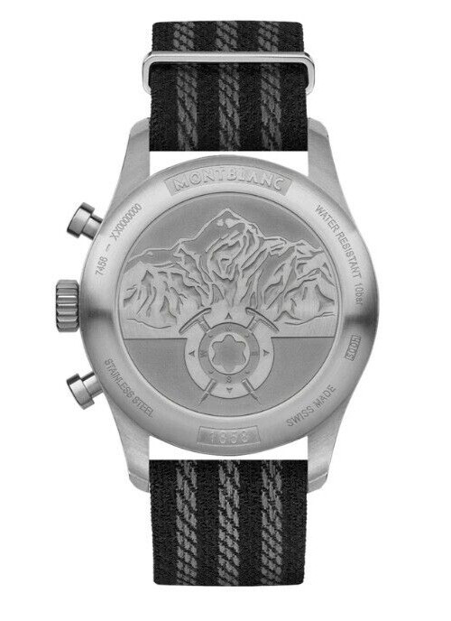 NEW MONTBLANC 1858 STEEL AUTOMATIC CHRONOGRAPH BLACK DIAL #117835 ~ $4,600