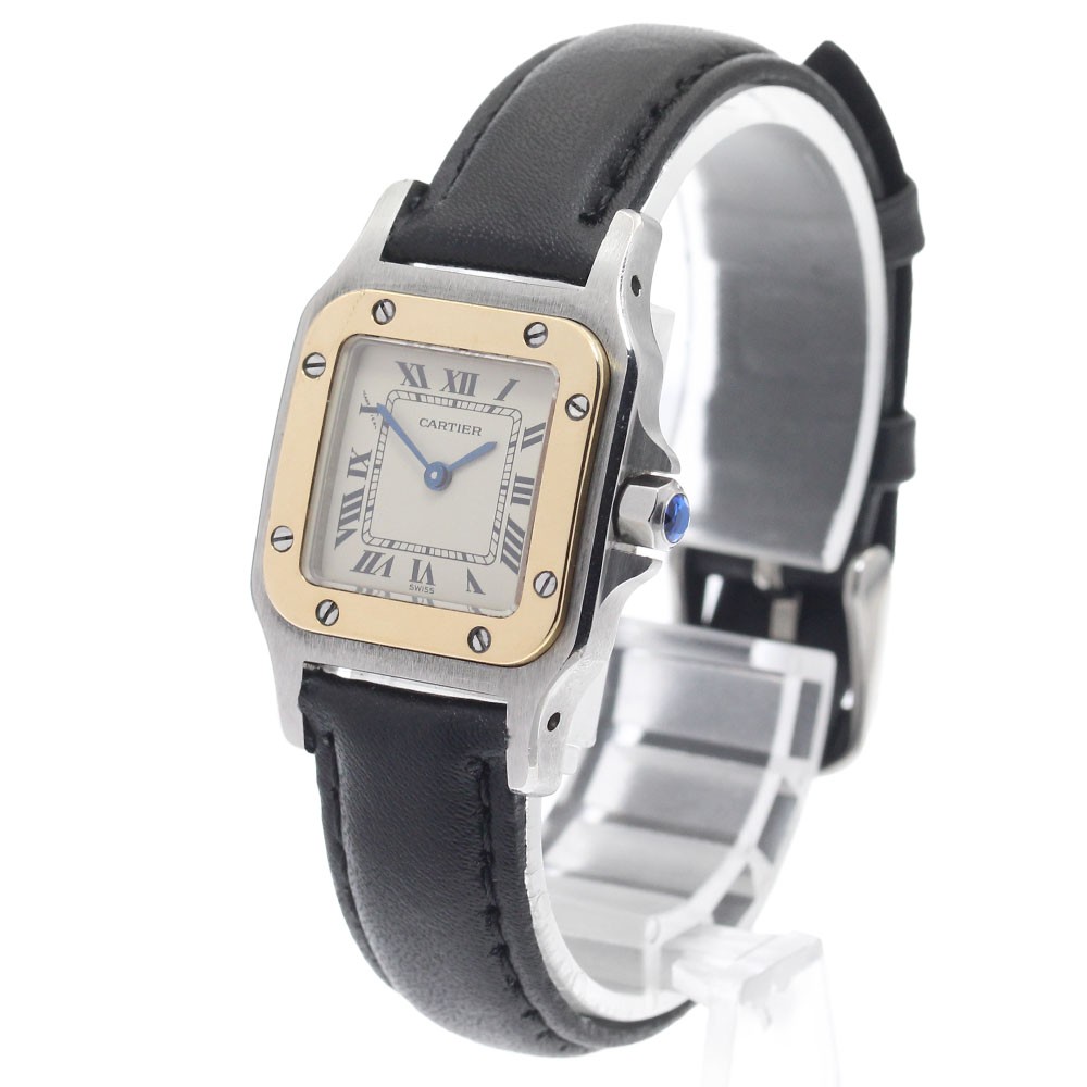 CARTIER Santos GalbeeSM W20012C4 YG bezel beige Dial Quartz Ladies Watch_887131