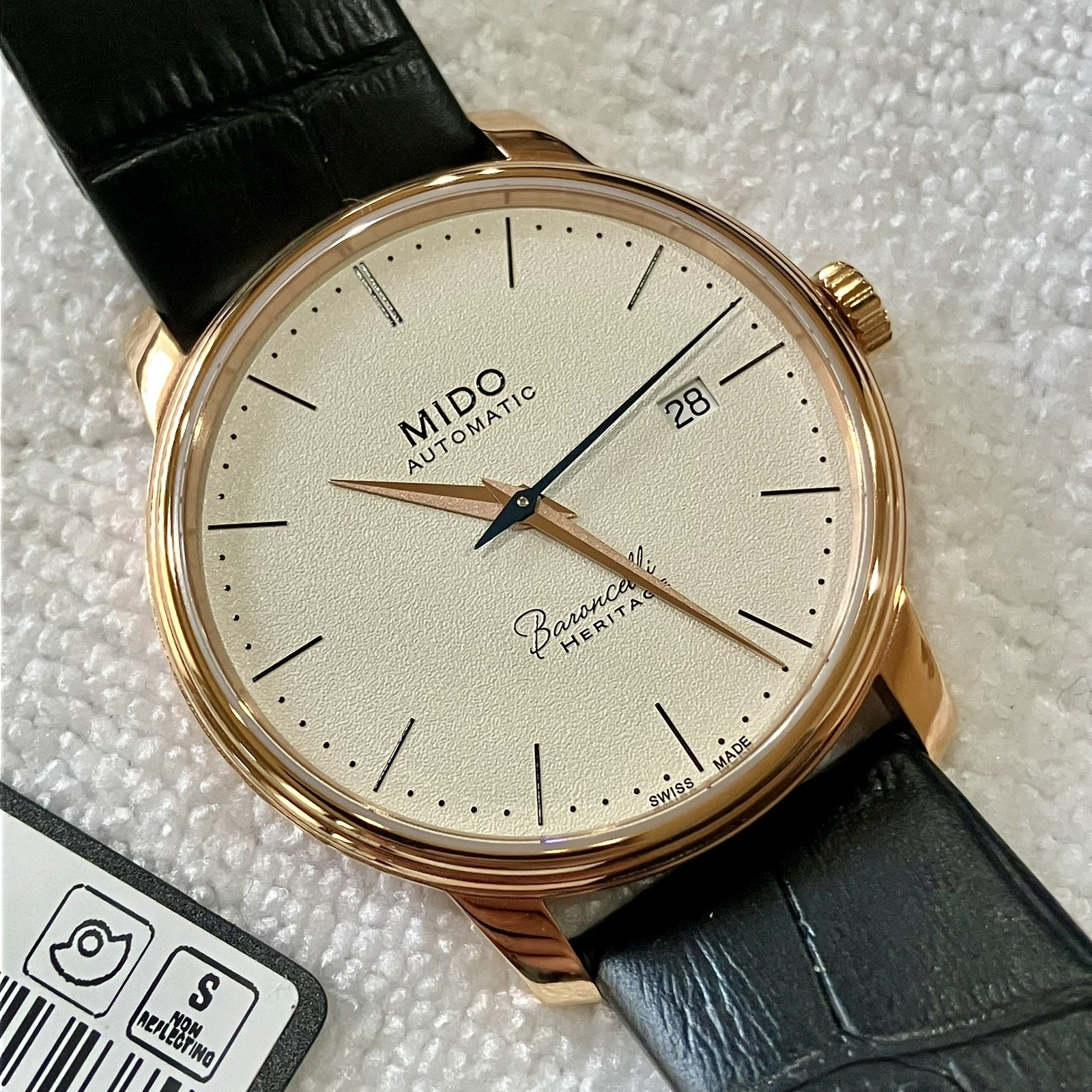 MIDO Baroncelli Heritage M027.407.36.260.00 Automatic Watch Rose Gold Tone PVD