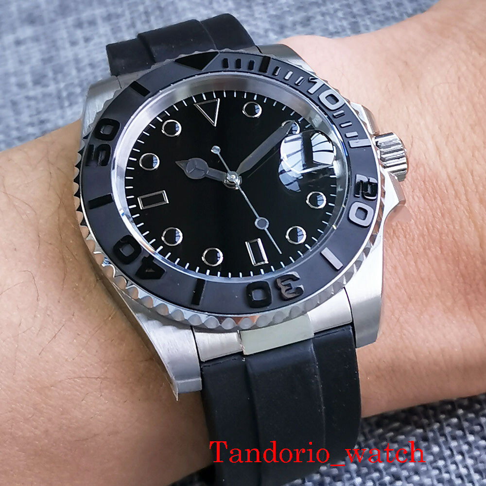 40mm Sterile Automatic Men Watch 21Jewels MIYOTA 8215 Sapphire Glass Rubber Band