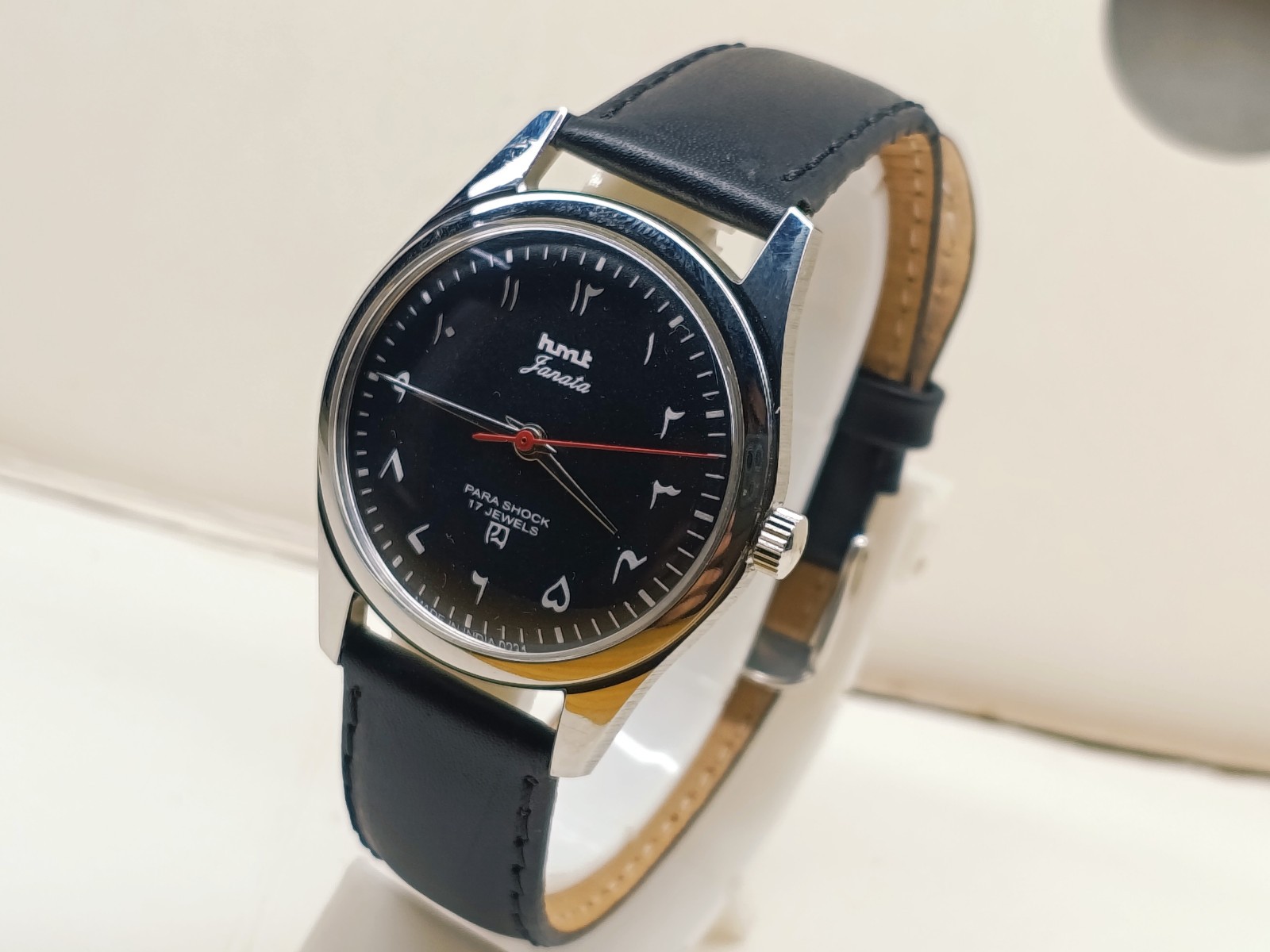 HAND WINDING VINTAGE HMT JANATA BLACK ARABIC DIAL MECHANICAL WATCH FOR MENS
