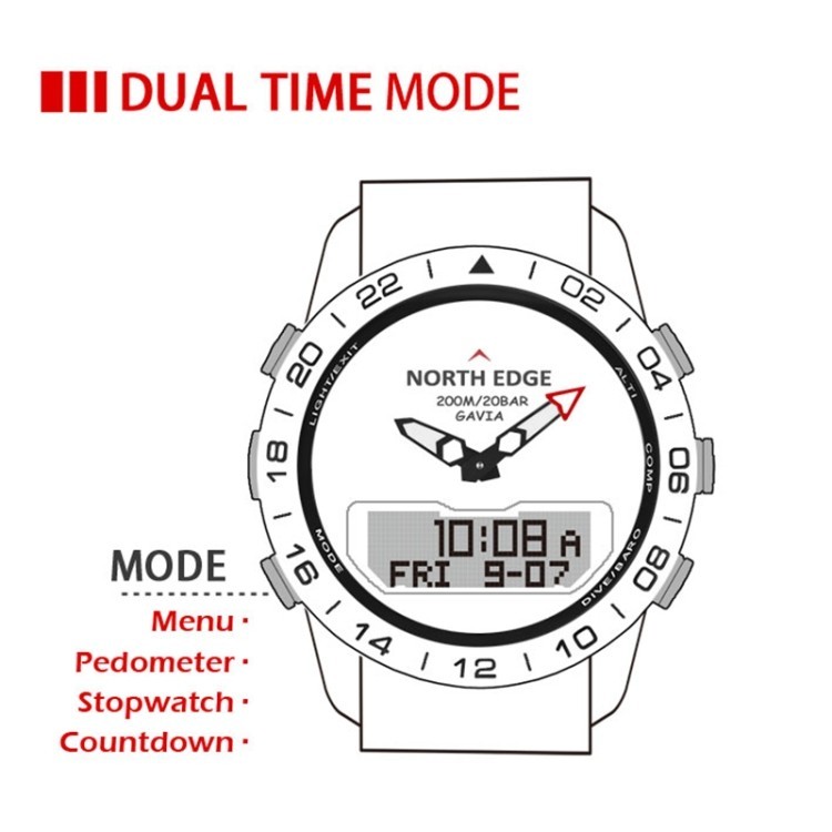 Mountaineering & Diving Watch – 100M Waterproof, Altimeter, Barometer, Compass