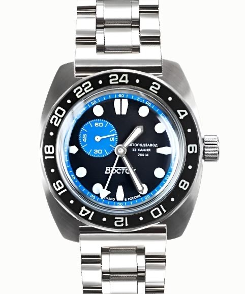 Vostok Amphibia 17034B GMT Watch Batman Automatic USA Seller