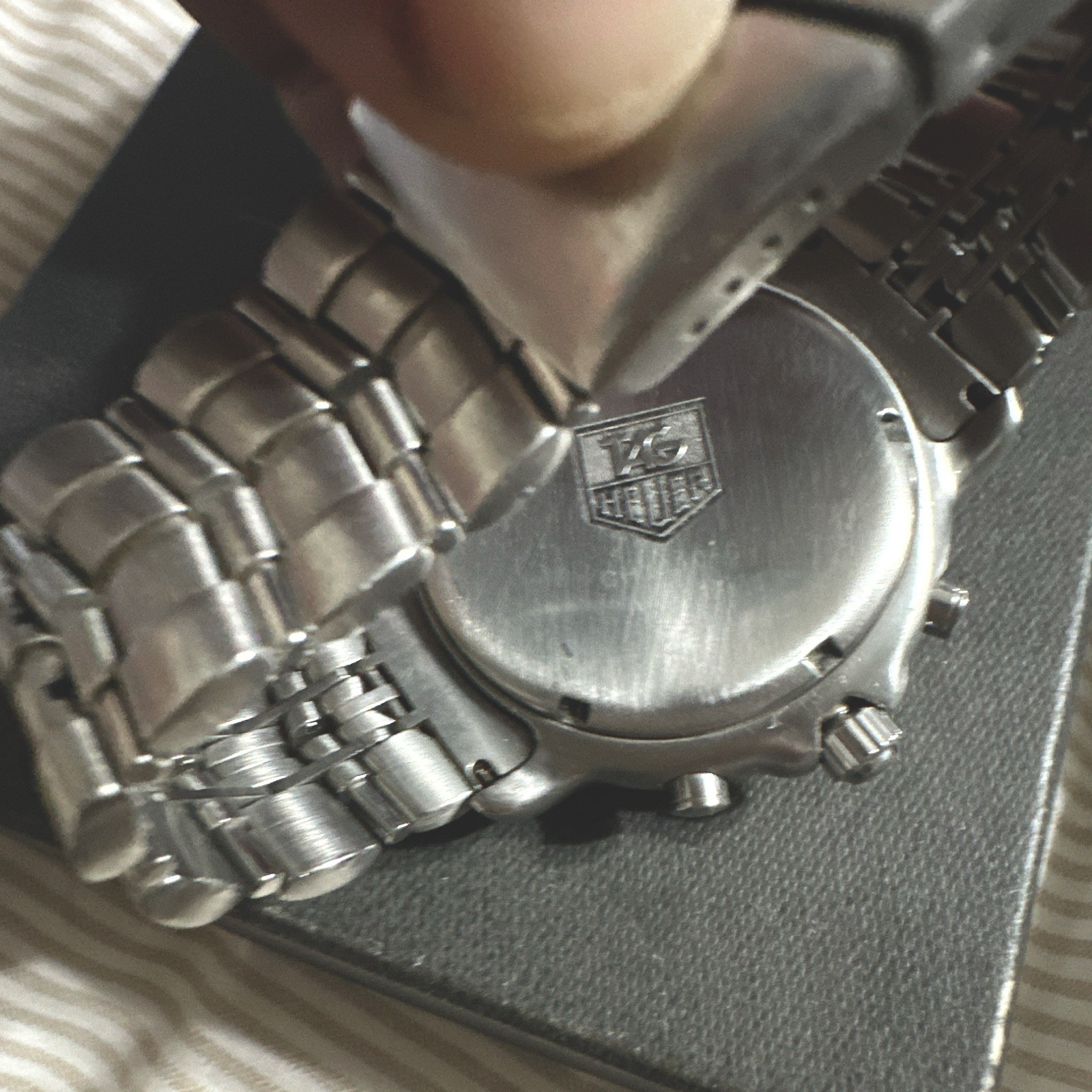 TAG Heuer Quartz Chronograph Tachymeter 200m Silver Dial Steel Bracelet Box