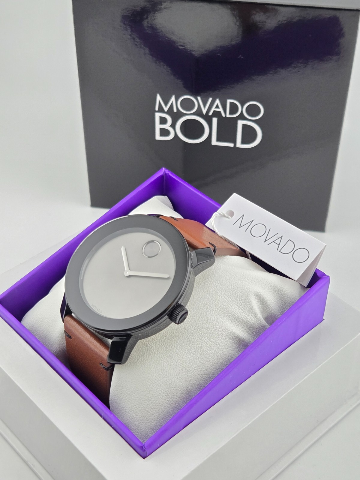 Movado Bold Gray Dial Brown Leather Band Men’s Watch – 3600442 ($395 MSRP)