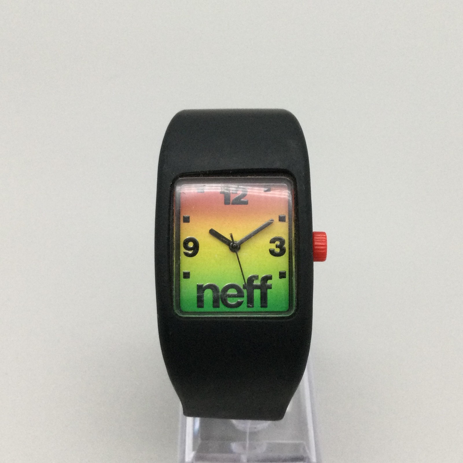 Neff Bandit Women Watch 28mm Multicolor Dial Black Silicone Cuff New Battery