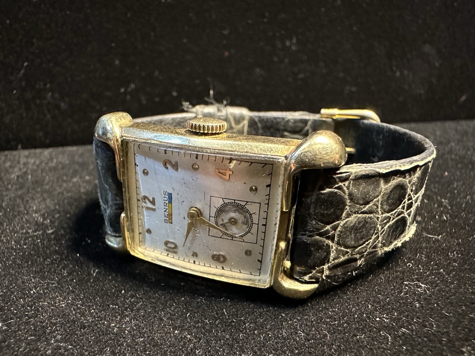 Vintage Benrus 10K Gold Filled Tank Watch Men’s Manual Wind Kalbe France Strap