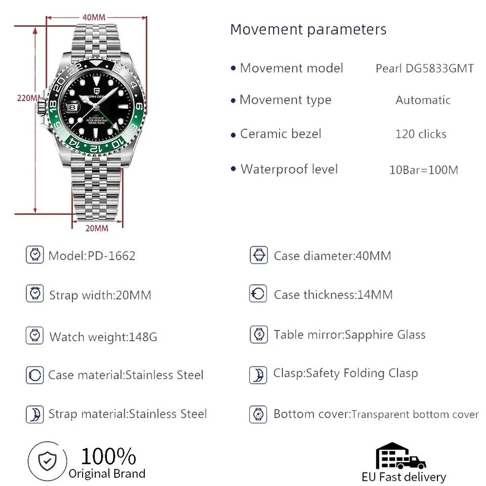 Pagani Design PD-1662 Red Blue Men Automatic Watch