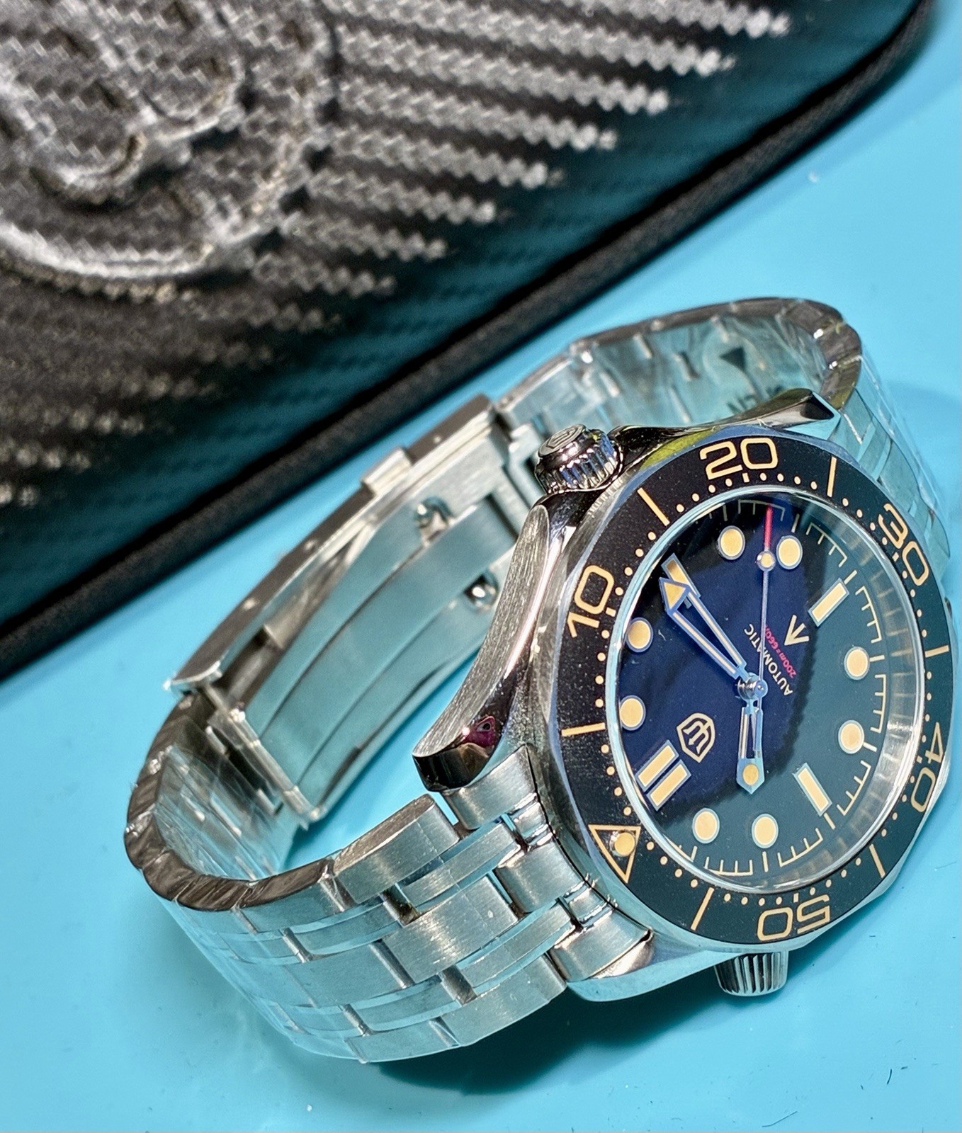 WATCHDIVES 007 39MM DIVE WATCH NO TIME TO DIE AUTO STAINLESS SAPPHIRE PATINA NEW