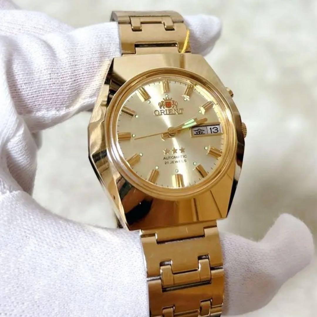 ORIENT 3 Star Automatic Wristwatch Gold 21 Jewels
