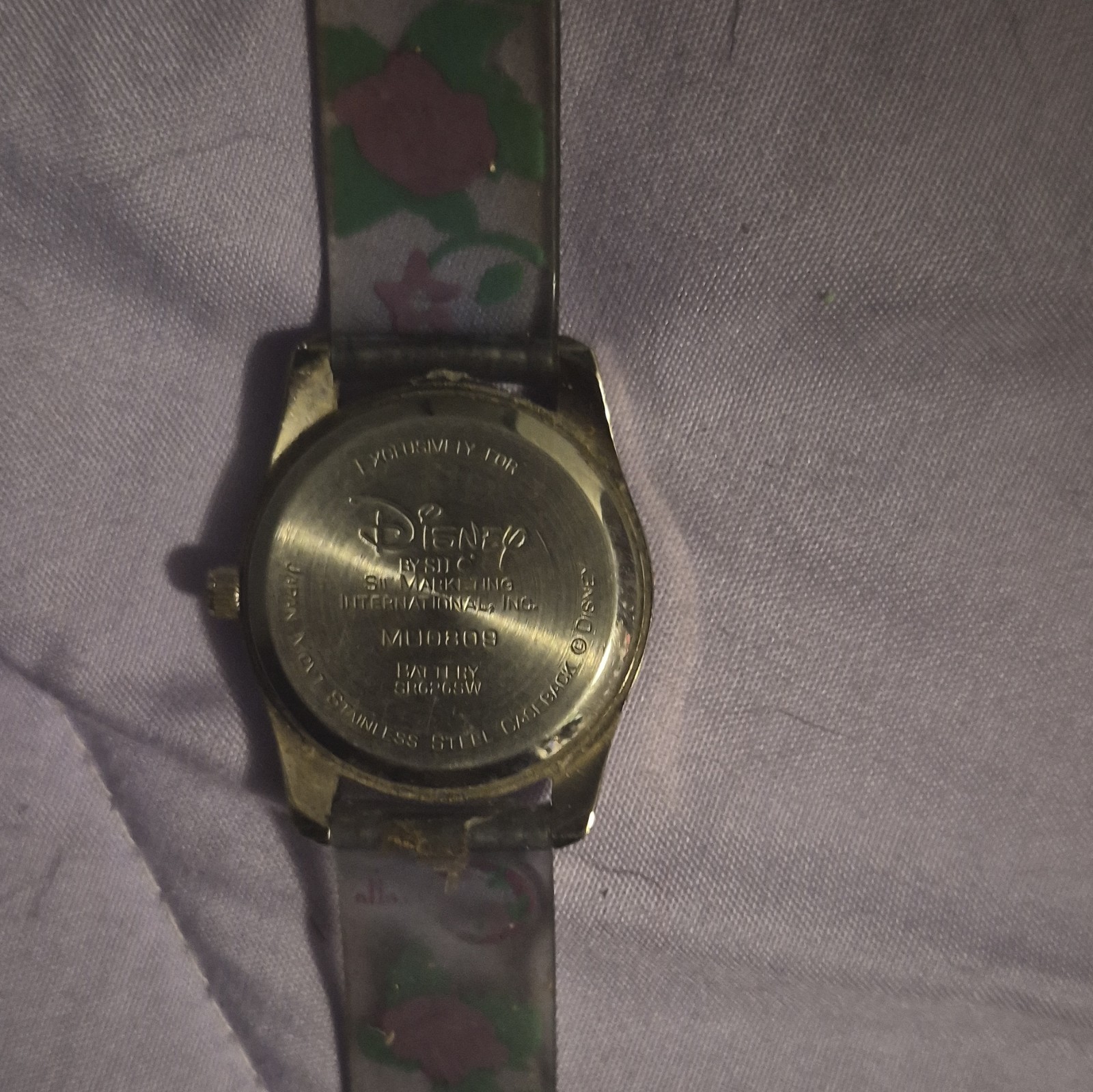 Disney Cinderella Quartz Analog Wristwatch 12-Hour Dial Floral Plastic Strap