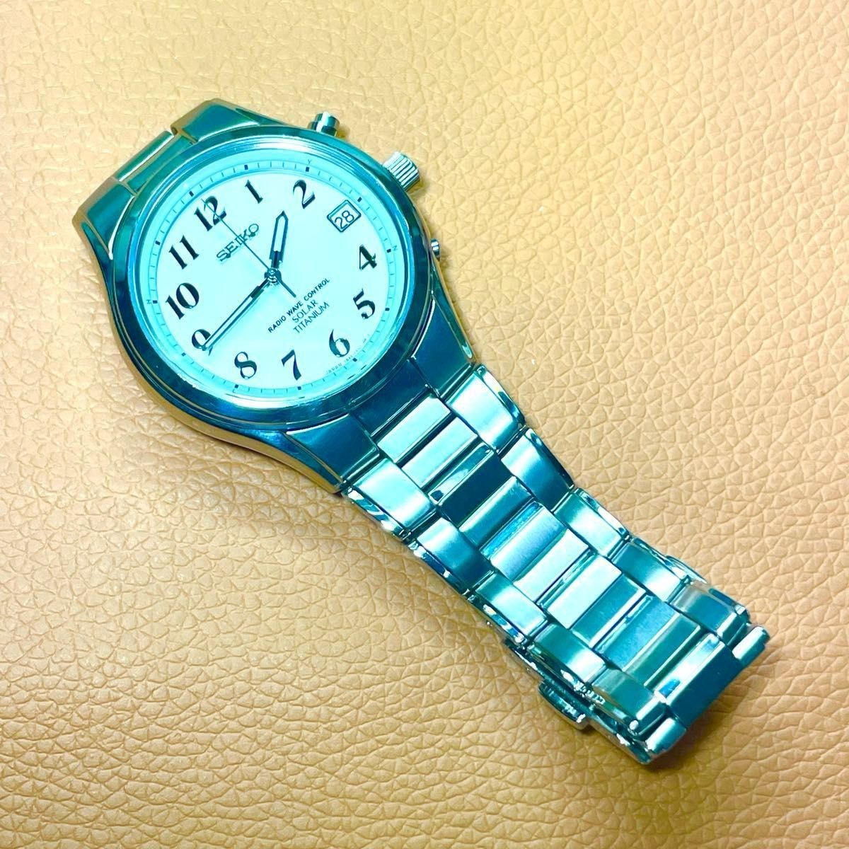 SEIKO SPIRIT 7B22 0AD0 Radio Solar Titanium Specification Silver Dial Excellent