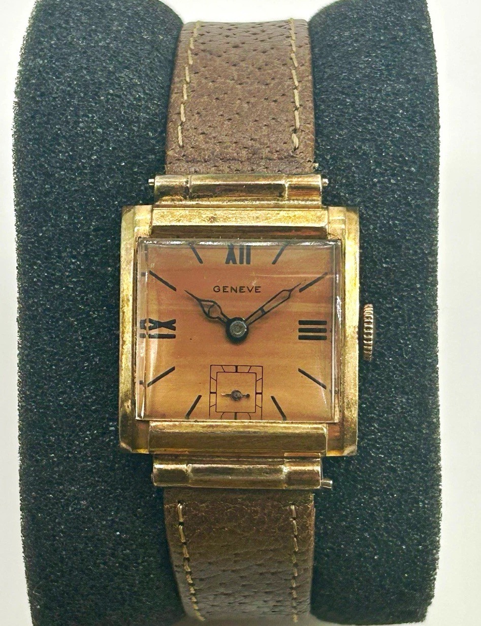 Vintage Geneve Art Deco Tank Salmon Dial Small Seconds Westfield Cal 103 Swiss