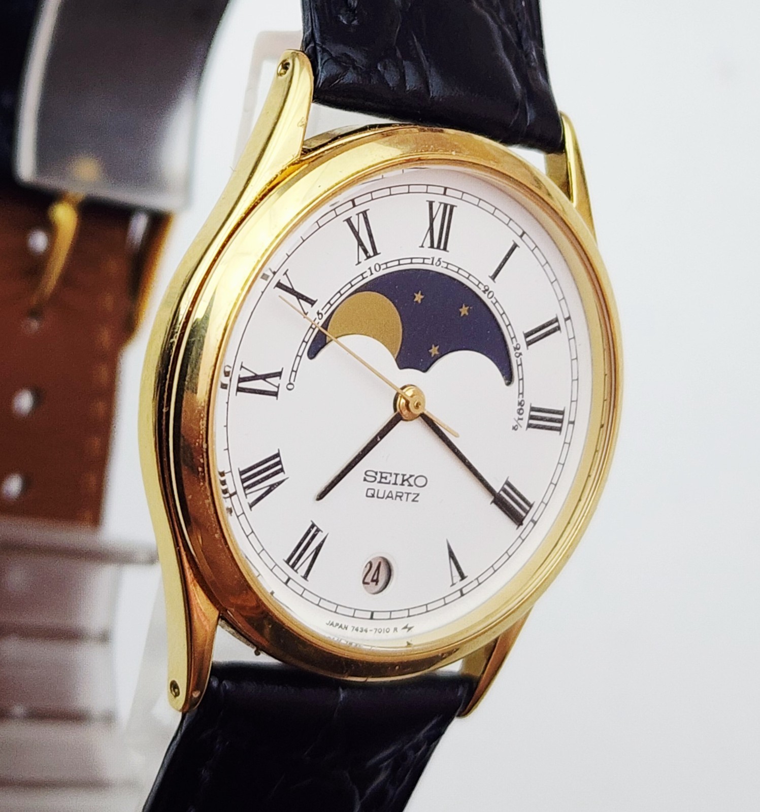 Men’s Vintage 1987 MOONPHASE Watch SEIKO 7434-7000. Midsize. In BOX