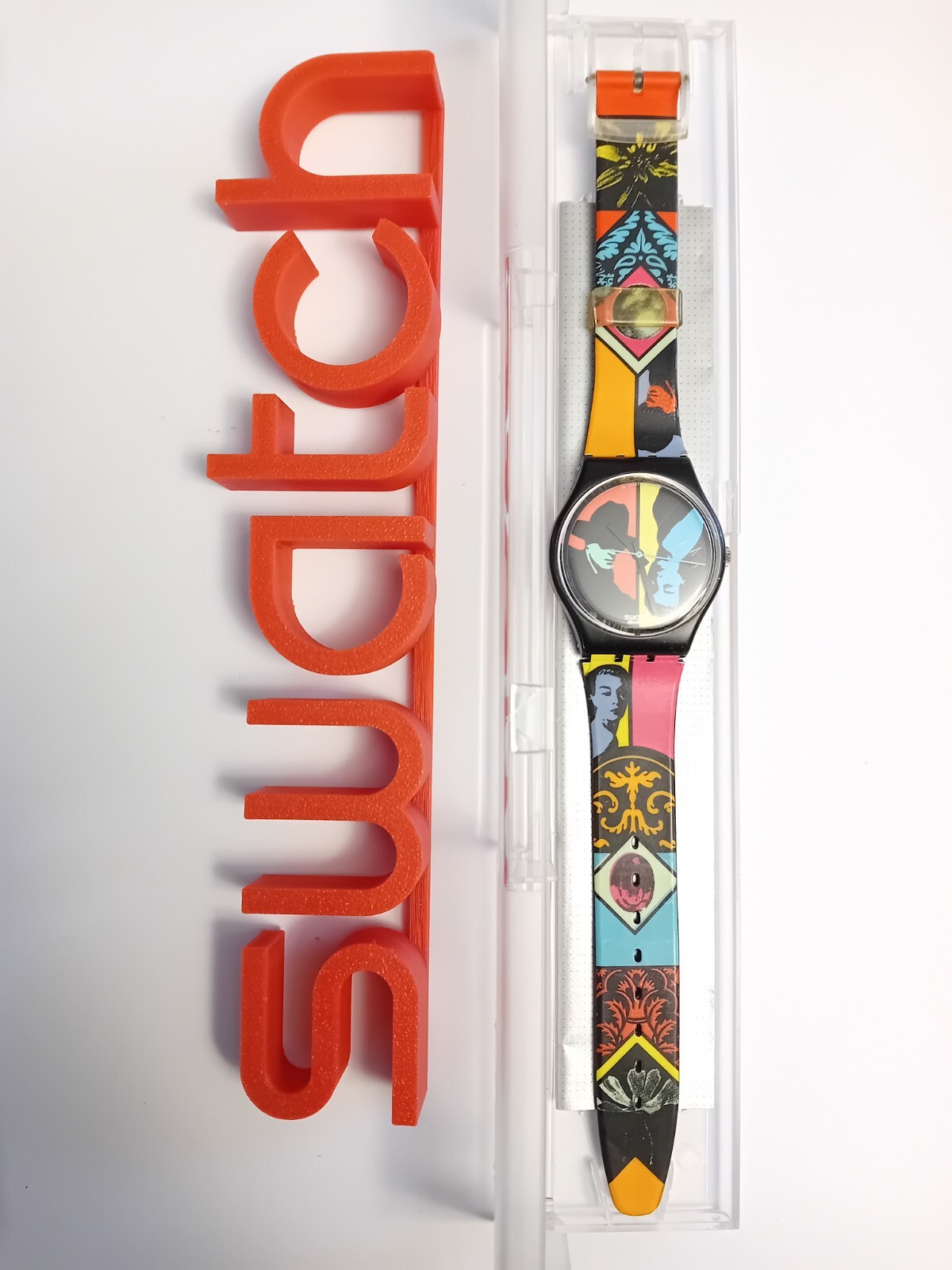 Swatch Gent New Coloured Love GB122 1988 Vintage Wristwatch Years 90 NOS