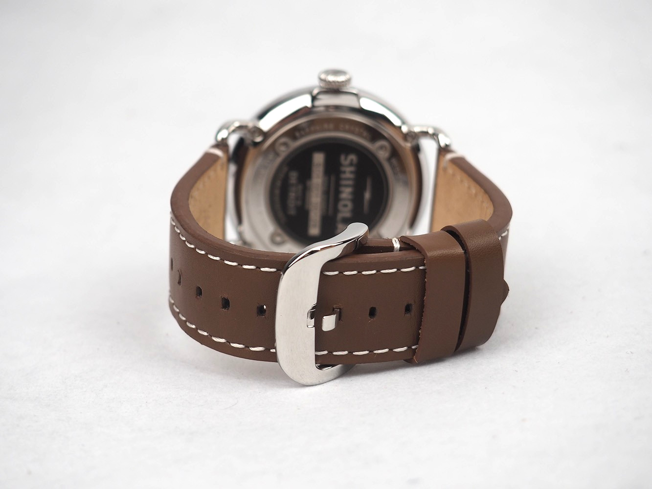 Men’s Shinola Runwell 47mm Cream Dial Brown Leather Strap Quartz Watch