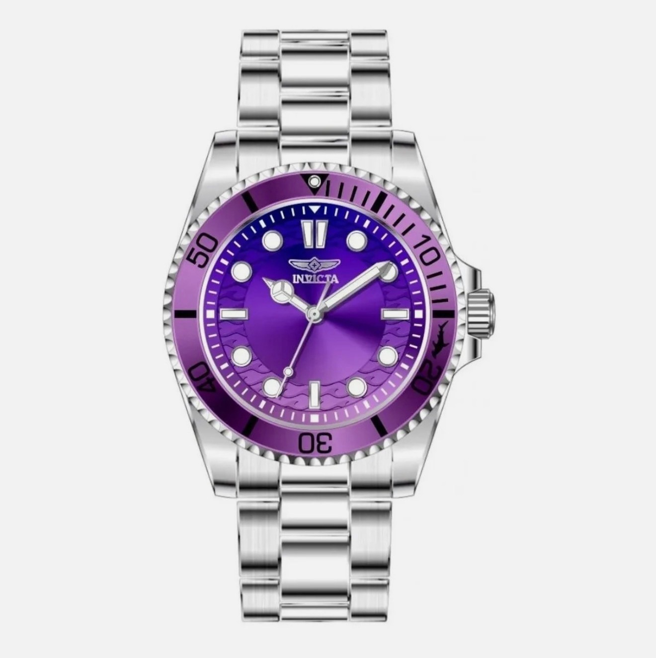 Invicta Pro Diver Mens Quartz Watch 43mm Purple/Blue Gradient Dial Bezel Steel