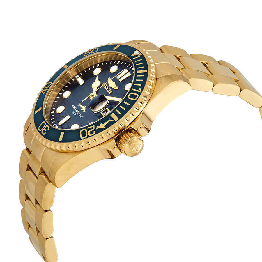 NEW!! Invicta Men’s 43MM Pro Diver Quartz 3 Hand Blue Dial Gold-tone Watch