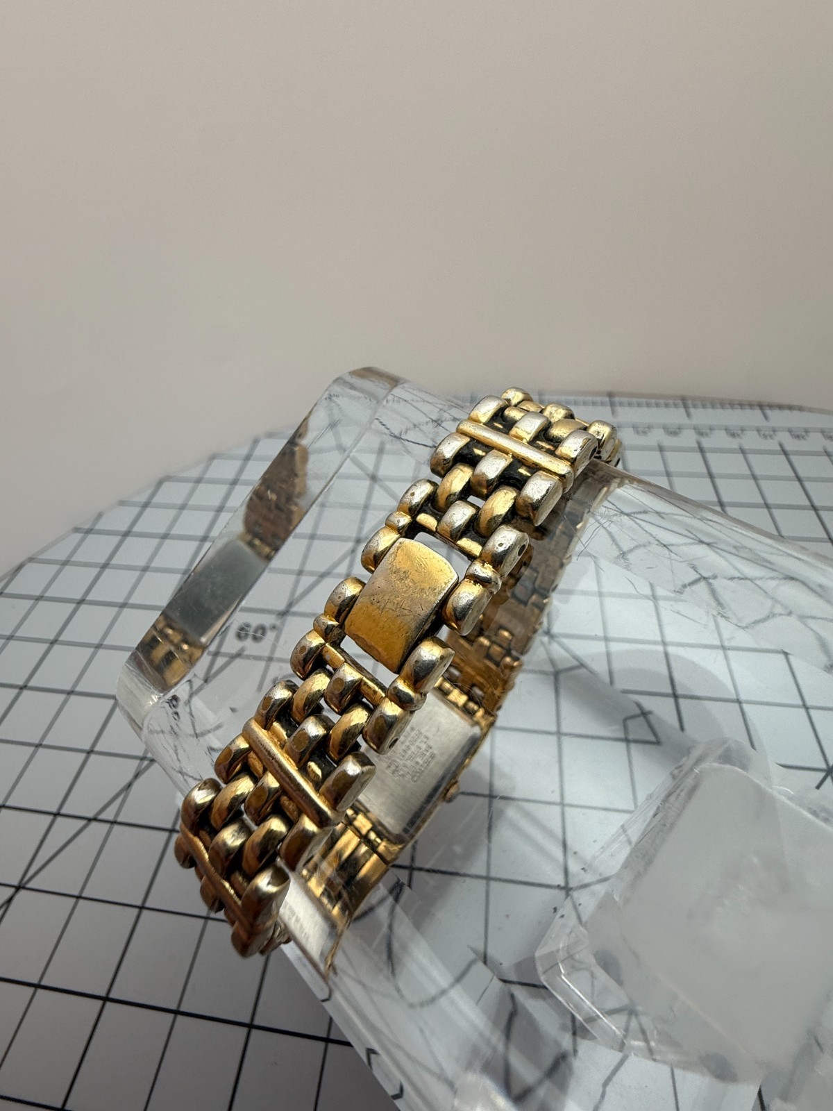 Vintage Seiko 2E20-6951 14mm Gold-Tone Rectangular Tank Quartz Panther Watch