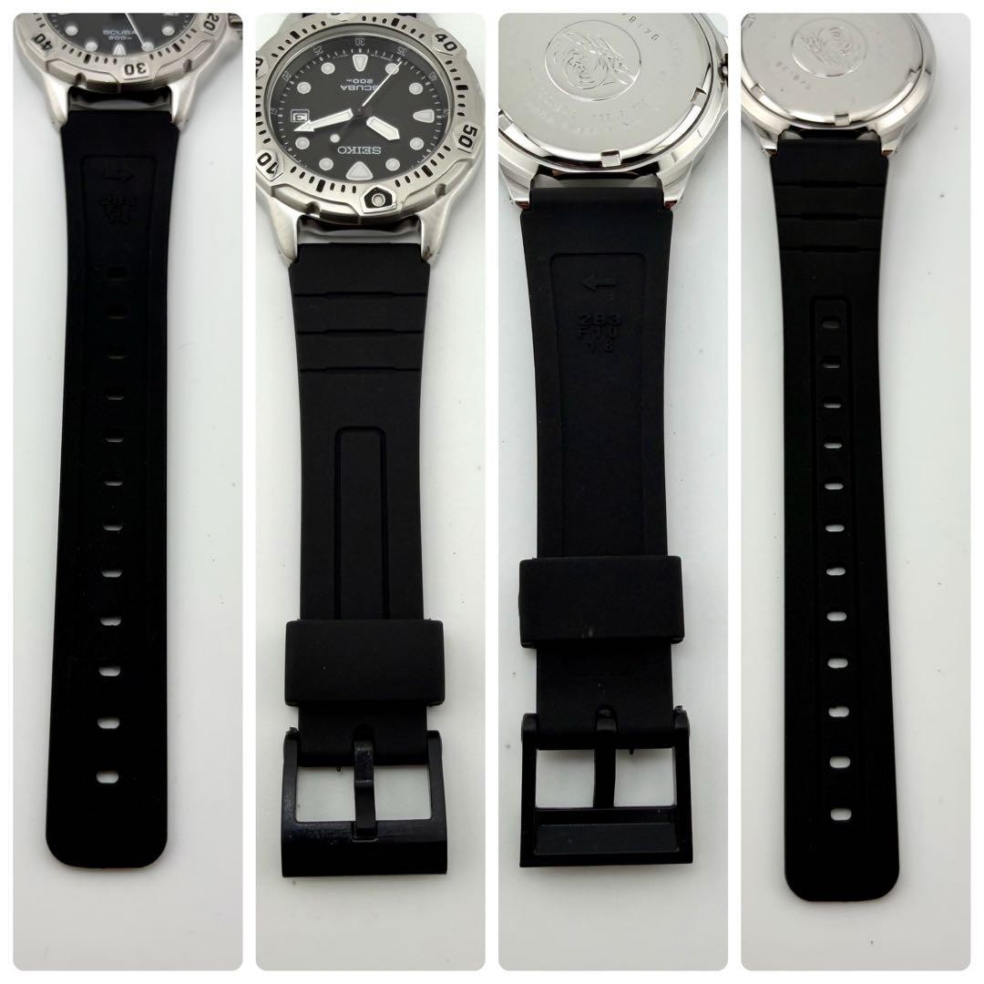 SEIKO 7N35-6A50 Scuba Diver Watch Date Silver BLue Used Japan New Battery Belt