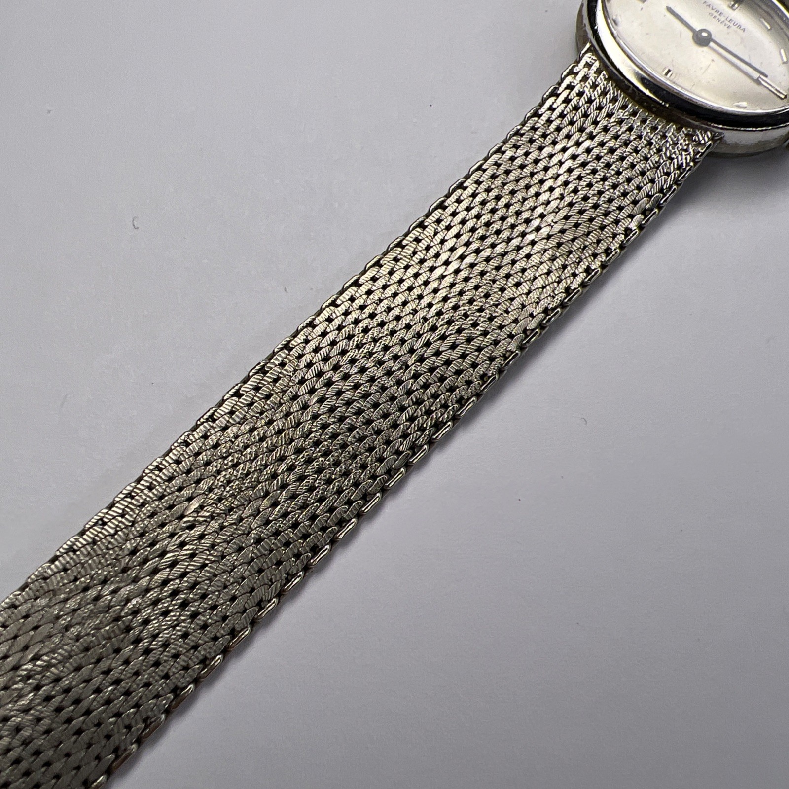 Favre-Leuba Vintage Mechanical Wind Steel Oval Watch w/ Integrated Mesh Bracelet
