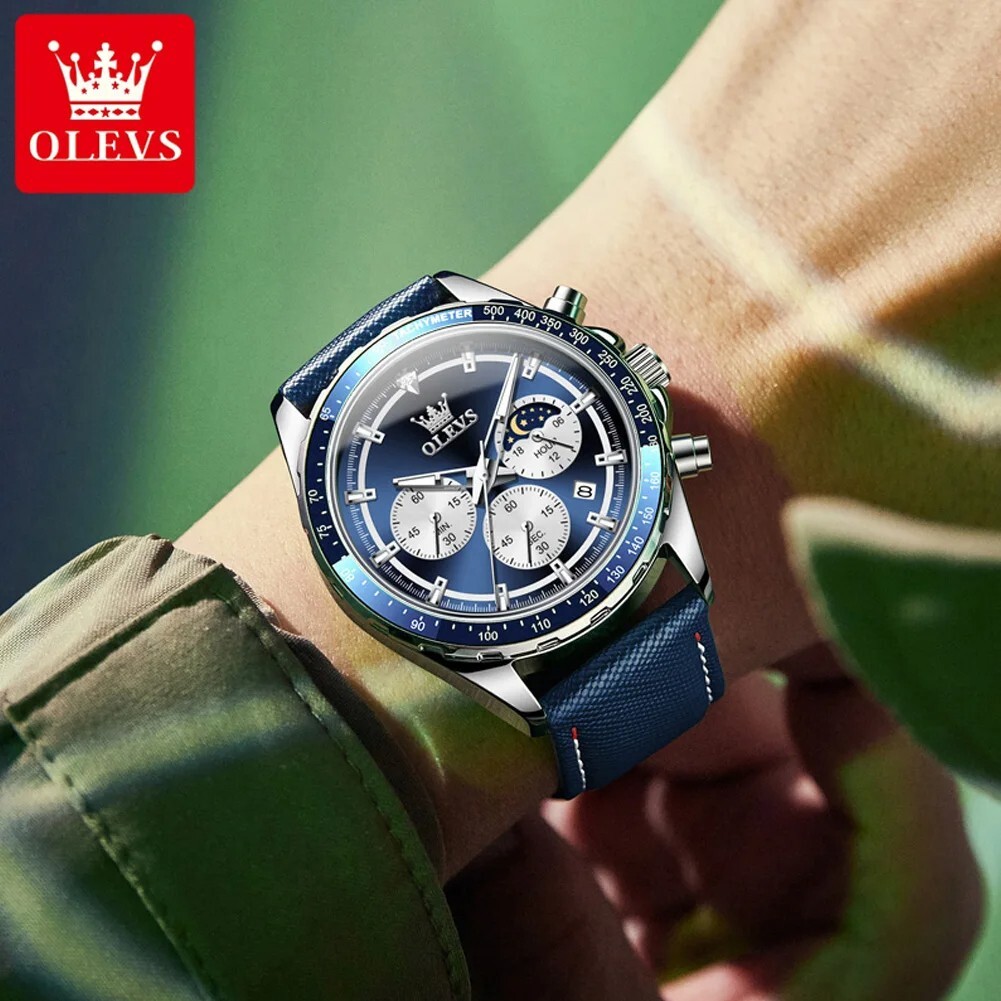 Waterproof Quartz Luminous Watch OLEVS Luxury Business Date Men Strap Men’s