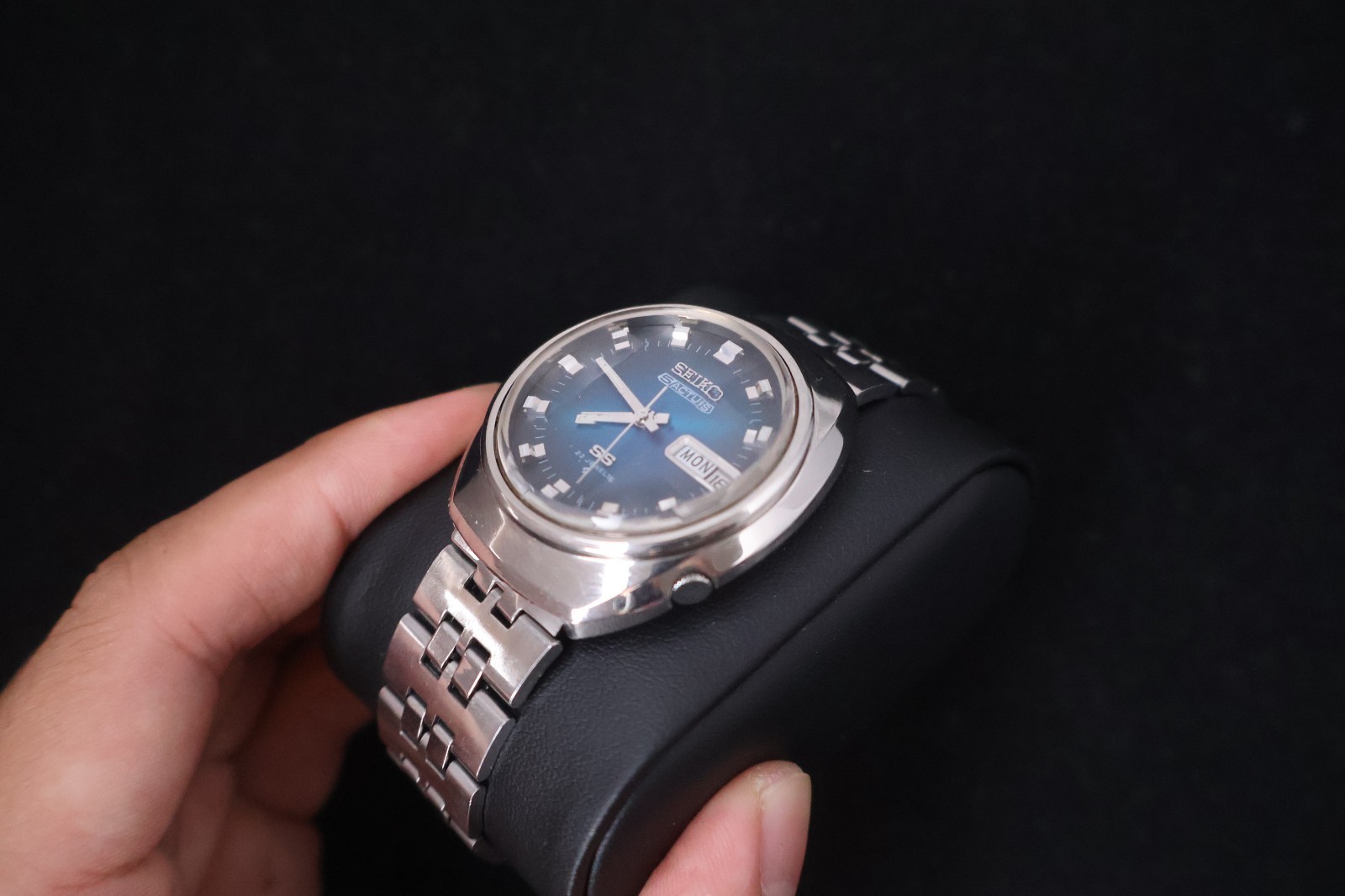 [Serviced] Rare Vintage 1973 Seiko 5 Actus SS Blue Dial 23 Jewels 6106-7590