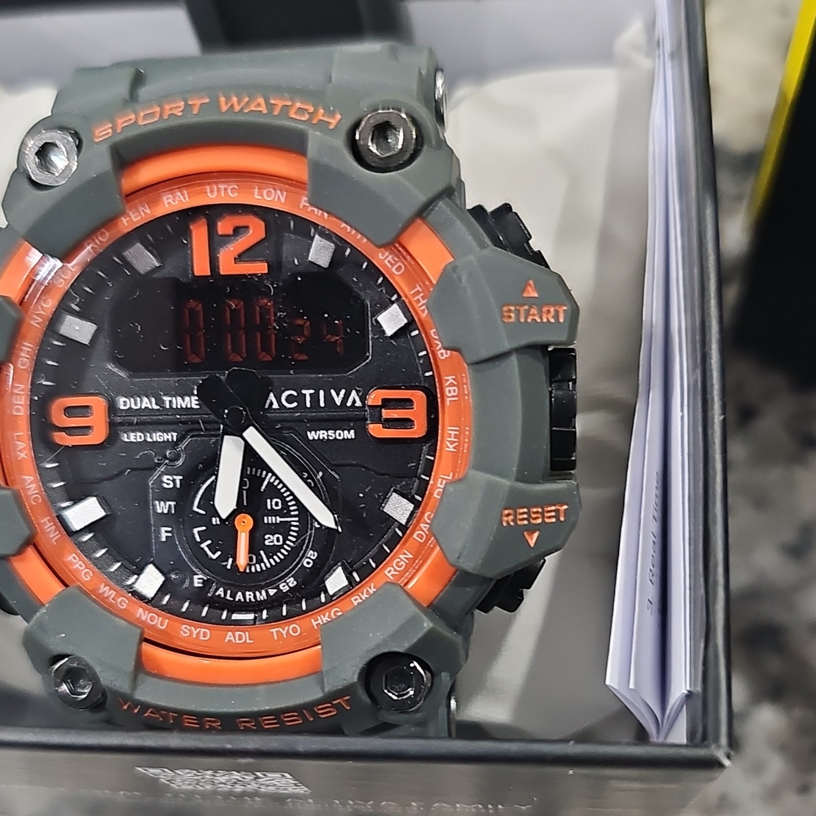 Invicta Activa Vextron X Invicta Dual Time Digital Gray Orange 52mm Men’s Watch