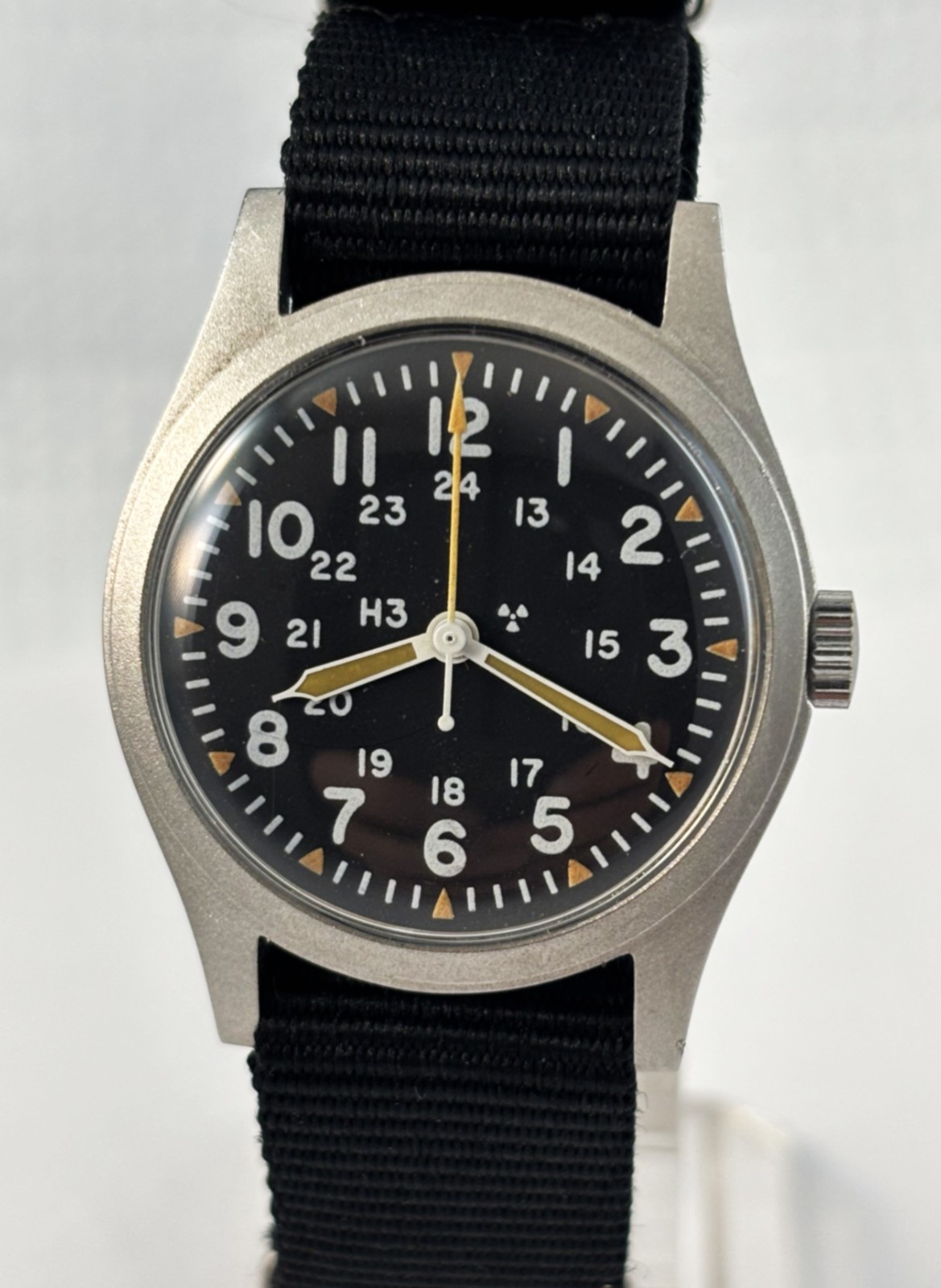 Vintage Hamilton Stainless Steel Mil-W-46374B US Military Mens Watch Dec 1982