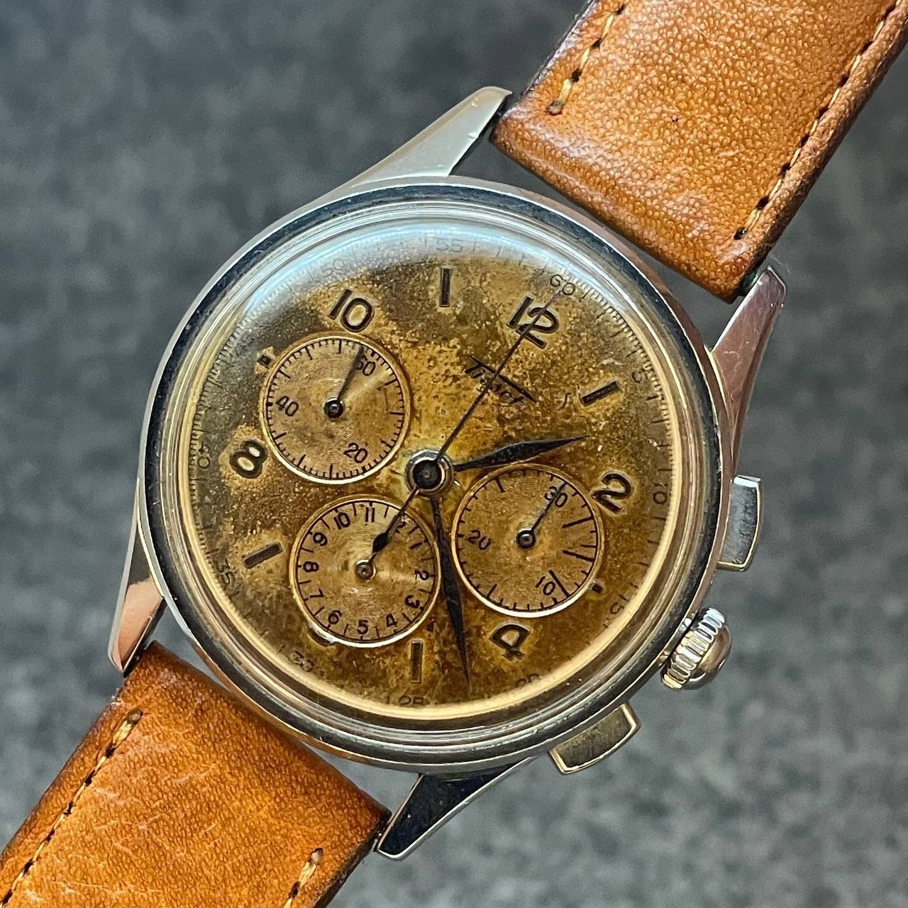TISSOT CHRONOGRAPH CAL LEMANIA 27CH (321) REF 6215-2 S STEEL SWISS WATCH Ca 1940