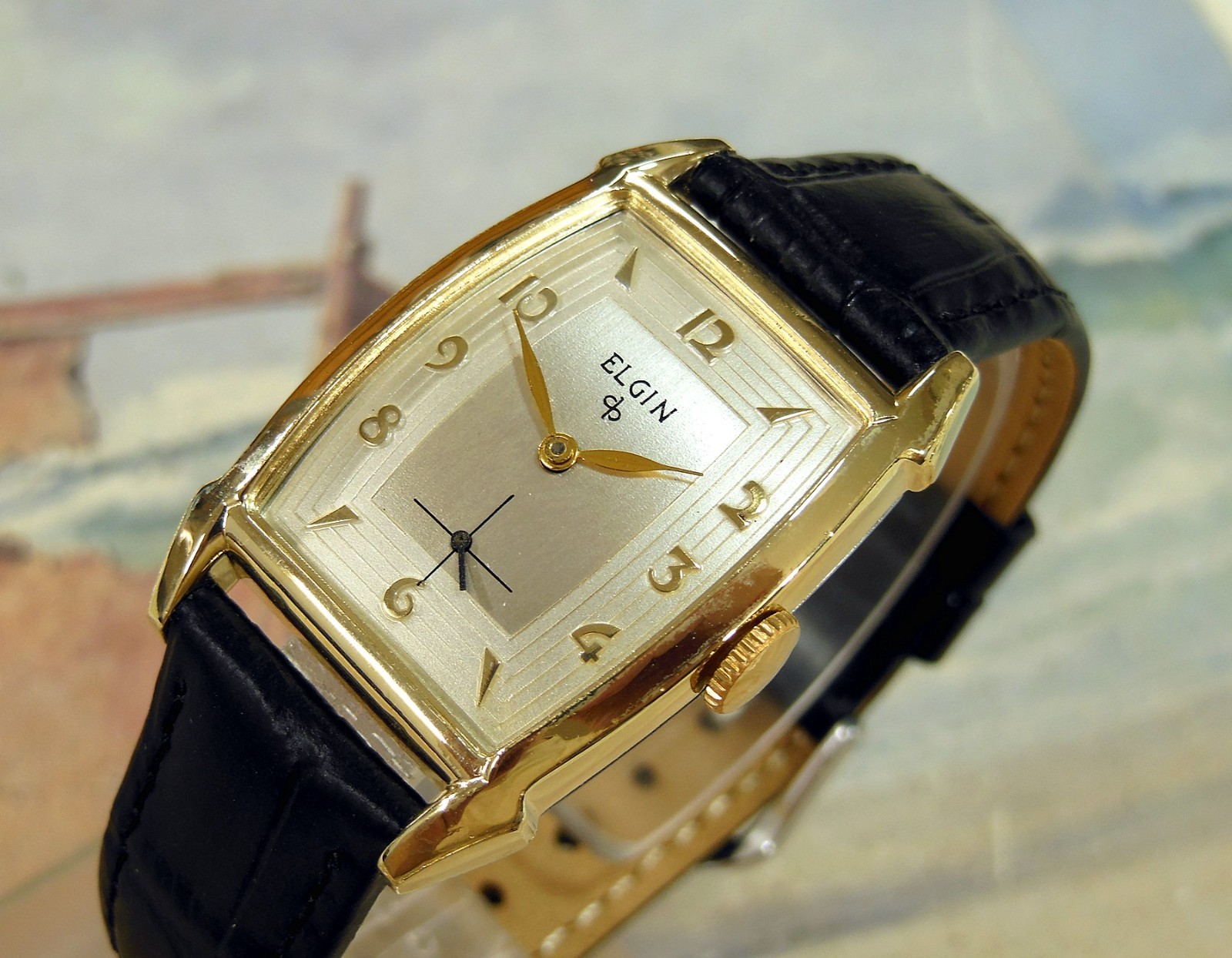 1950’s Vintage ELGIN Fancy Case, Stunning SILVER Dial, Serviced