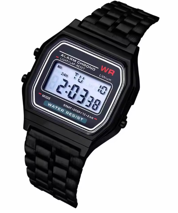 F91W Non-Waterproof Steel Band Watch For Women, Men