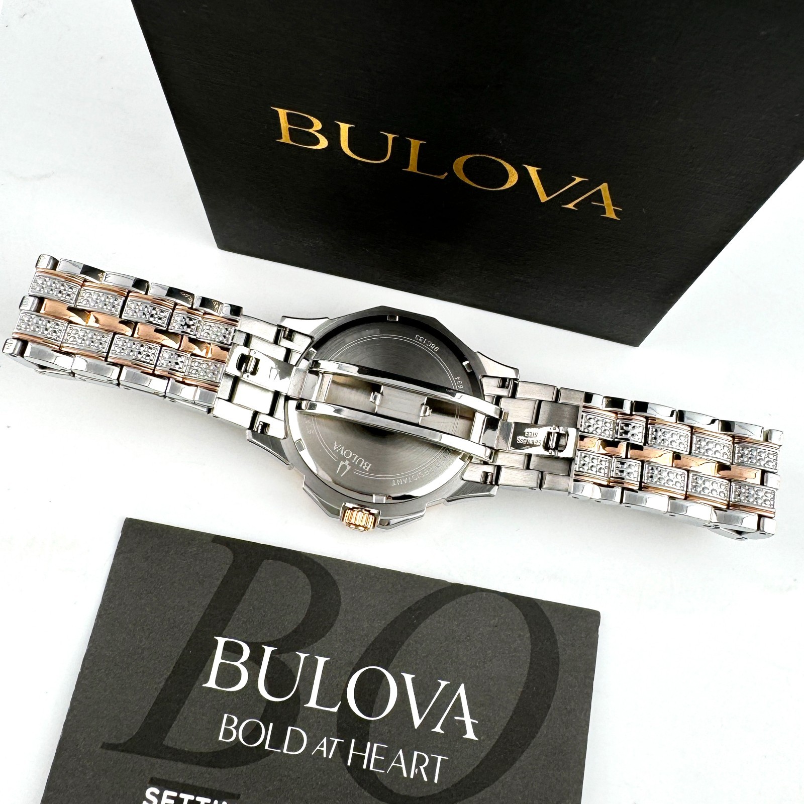 Bulova Octava Crystal 98C133 Rose Gold Dial Quartz Stainless Steel Men’s Watch