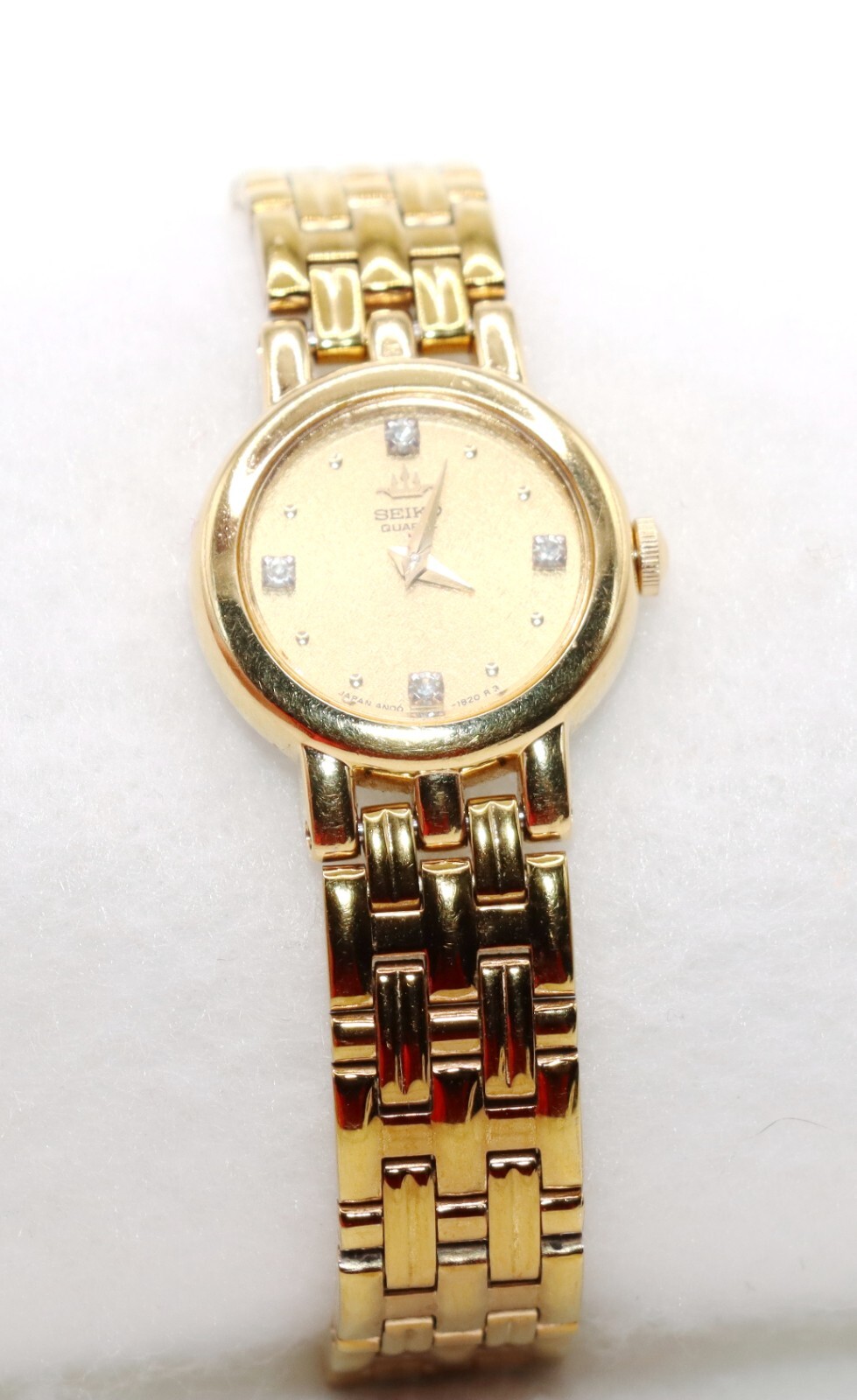 Seiko Girls Diamond Gold Tone Strap Bracelet Watch 6″ ~ Pre-owned