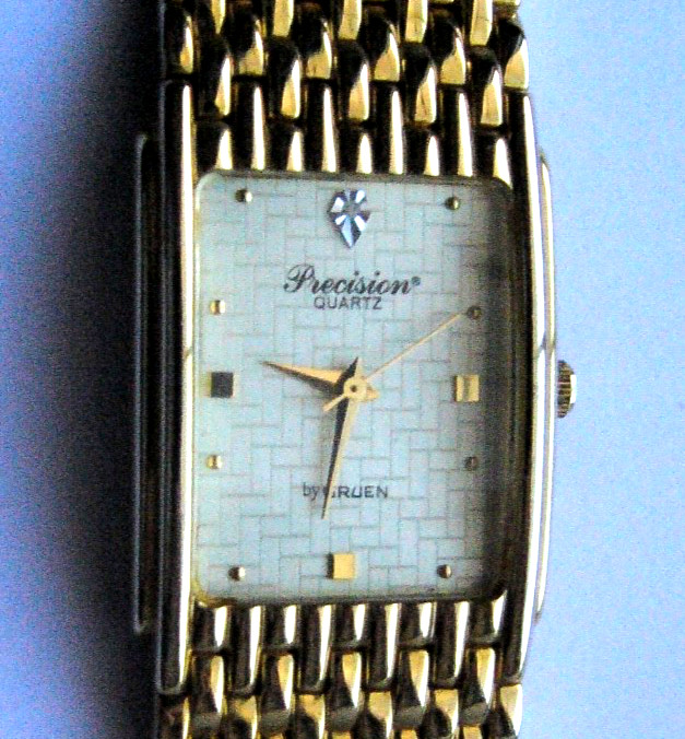 Gruen Precision Quartz GP503G Gold Tone Rectangular Watch – Textured Dial New